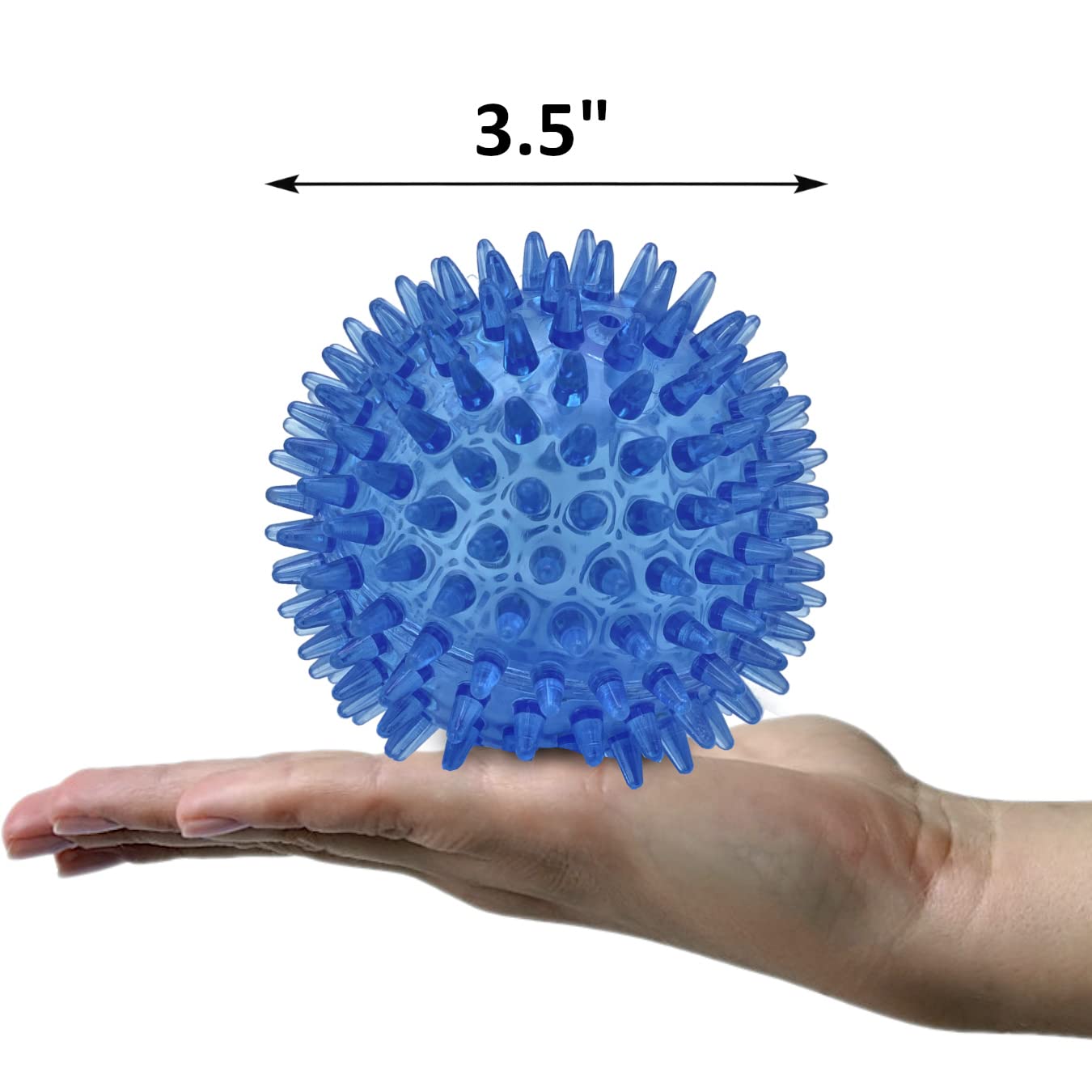 Cutie'S Petbox Squeaky Rubber Spike Toy Ball For Medium, Large Dogs, 3-Colors Blue Green Yellow (3.5 Inch, Multi-Pack)