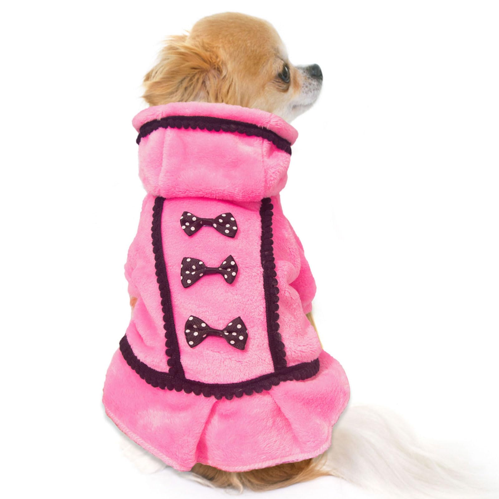 Winter Dog Dress For Small Dogs Girl Puppy Sweater Dog Sweater Fleece Warm Puppy Sweater With Leash Hole Cute Pink Dog Clothes B