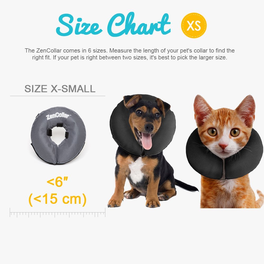 ZenPet Protective Inflatable Recovery Collar for Dogs and Cats - Soft Pet Collar Does Not Block Vision E-Collar - Designed to Pr