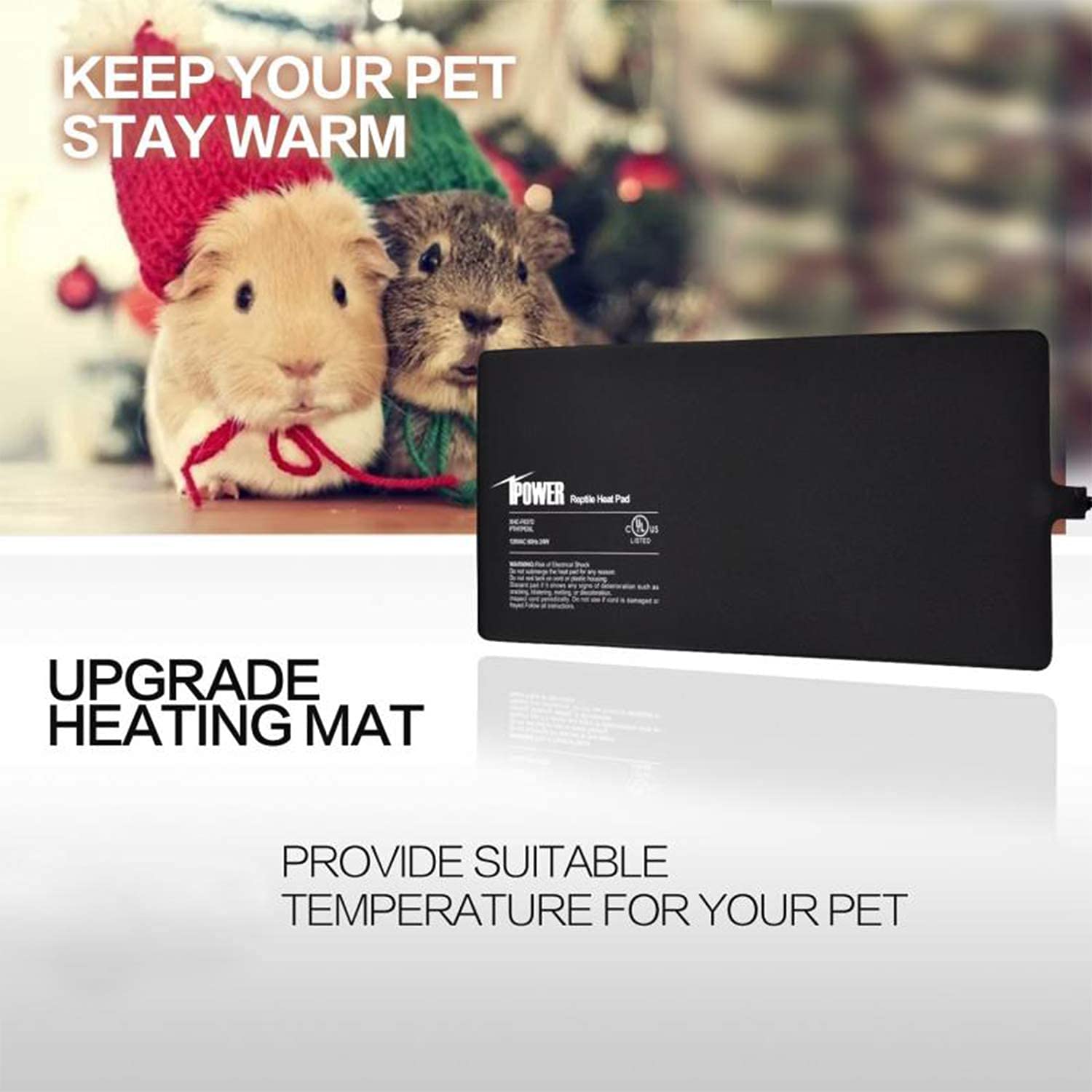 Ipower Reptile Heat Pad Under Tank Terrarium Warmer Heating Mat For Turtle, Lizard, Frog, Snake, Reptile, And Other Small Animal