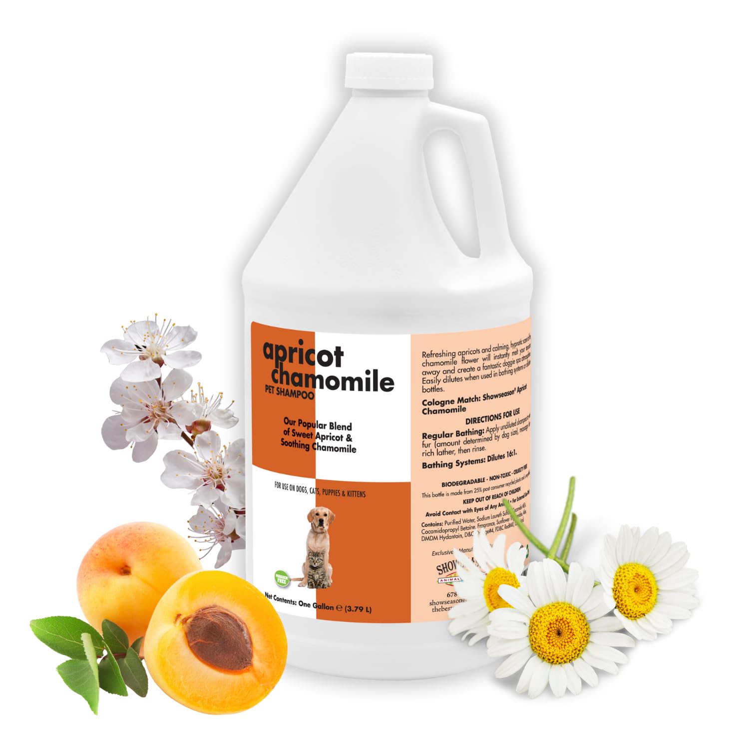 Apricot Chamomile Pet Shampoo 1 Gallon | Cruelty-Free | Paraben-Free | Biodegradable And Non-Toxic | Made In The Usa