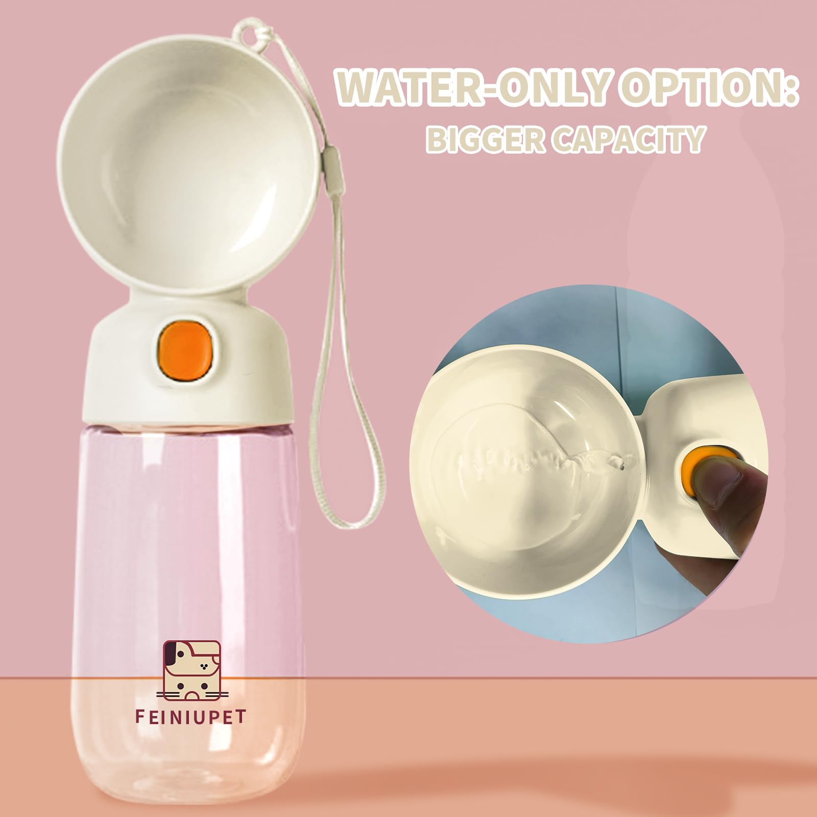 Portable Dog Water Bottle, Large-Capacity Travel Water Dispenser For Cats And Small Dogs - White