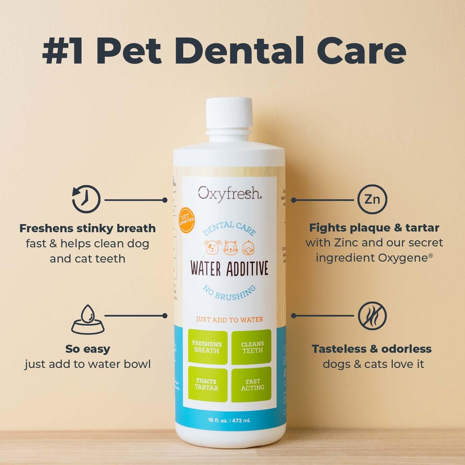 Oxyfresh Pet Dental Care Water Additive - Eliminates Bad Breath & Fights Tartar & Plaque - 16 Fl oz - Vet Recommended