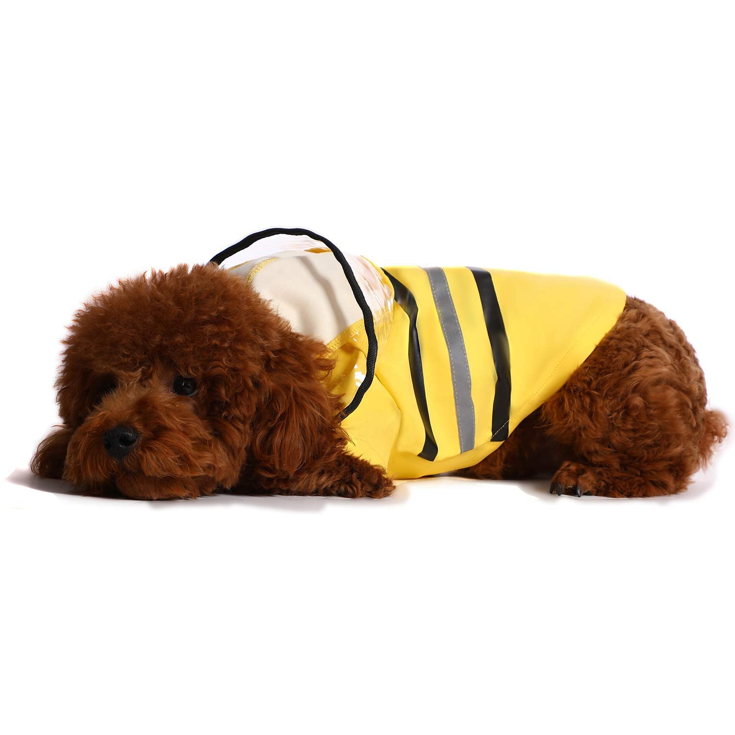 Wizland Reflective Dog Raincoat Dog Rain Jacket With Hood Lightweight Waterproof Rain Coat For Puppies (Yellow S)