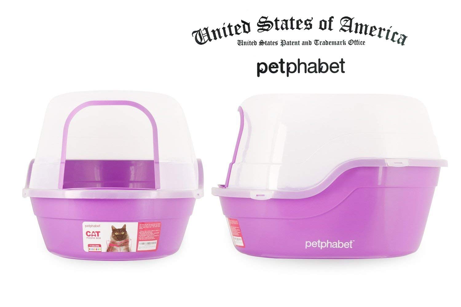 Covered Litter Box, Jumbo Hooded Cat Litter Box Holds Up to Two Small Cats Simultaneously,Extra Large Purple by Petphabet