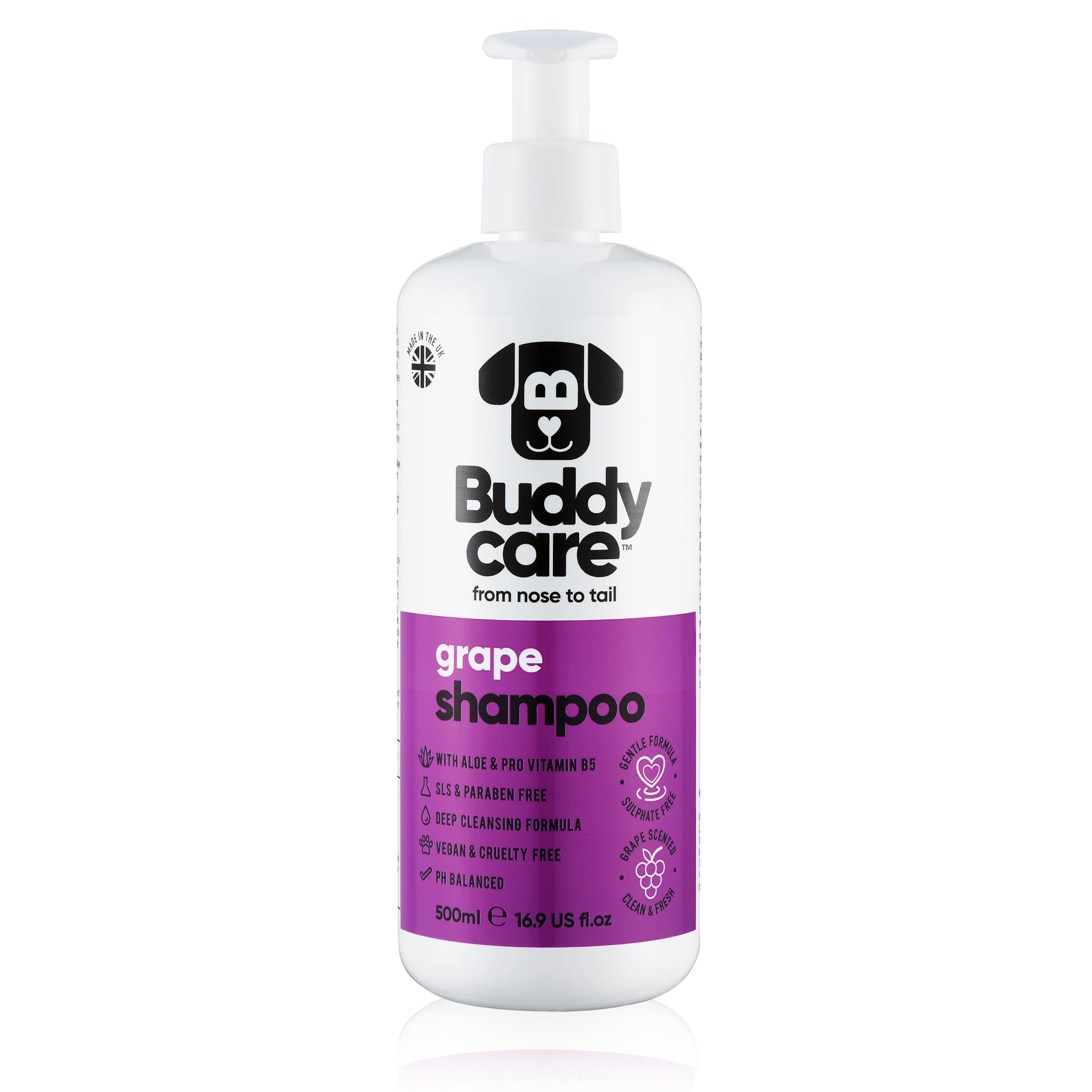 Grape Scented Puppy Shampoo By Buddycare | For Smelly Dogs From 8 Weeks | Aloe Vera & Pro Vitamin B5 (16.90Oz)