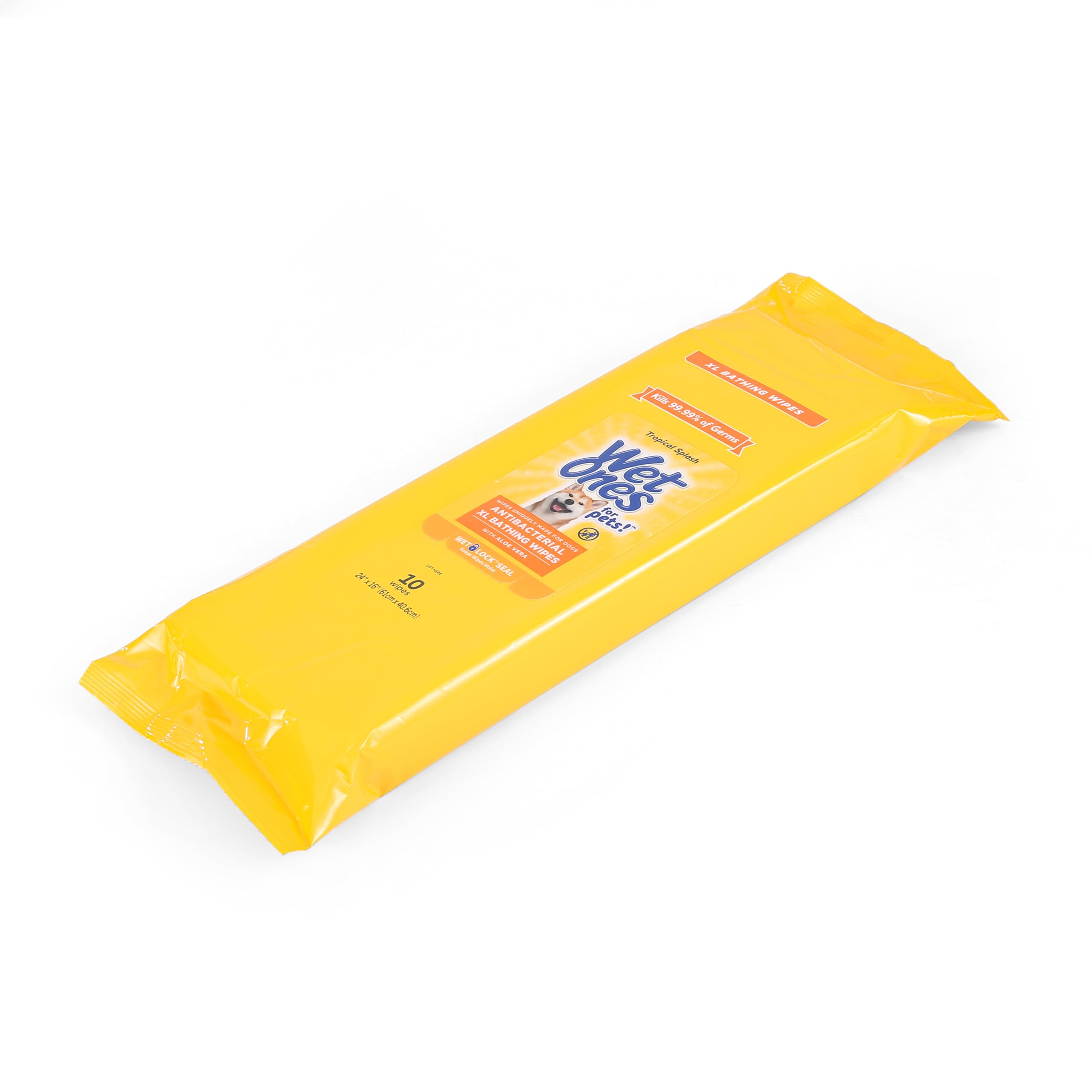 Wet Ones For Pets Multipurpose Xl Disposable Pet Bathing Wipes, 10Ct, Tropical Splash Scent | Dog Cleaning Wipes, Extra Large Disposable Dog Wipes, Scented Dog Wipes