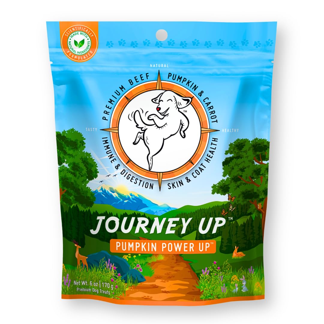 HappyTails Journey Up, Pumpkin Power Up Jerky Treats for Dogs with Beef, Pumpkin & Carrots-Made in USA-Prebiotics for Gut & Immu
