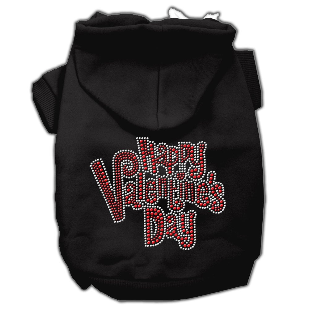 Mirage Pet Products 12&quot; Happy Valentines Day Rhinestone Hoodies, Medium, Black