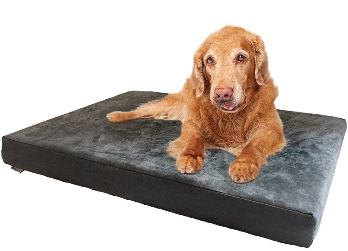 Dogbed4Less Xxl Orthopedic Gel Infused Cooling Memory Foam Dog Bed For Large Pet, Waterproof Liner, Micro Suede Gray Cover, 55X37X4 Inch