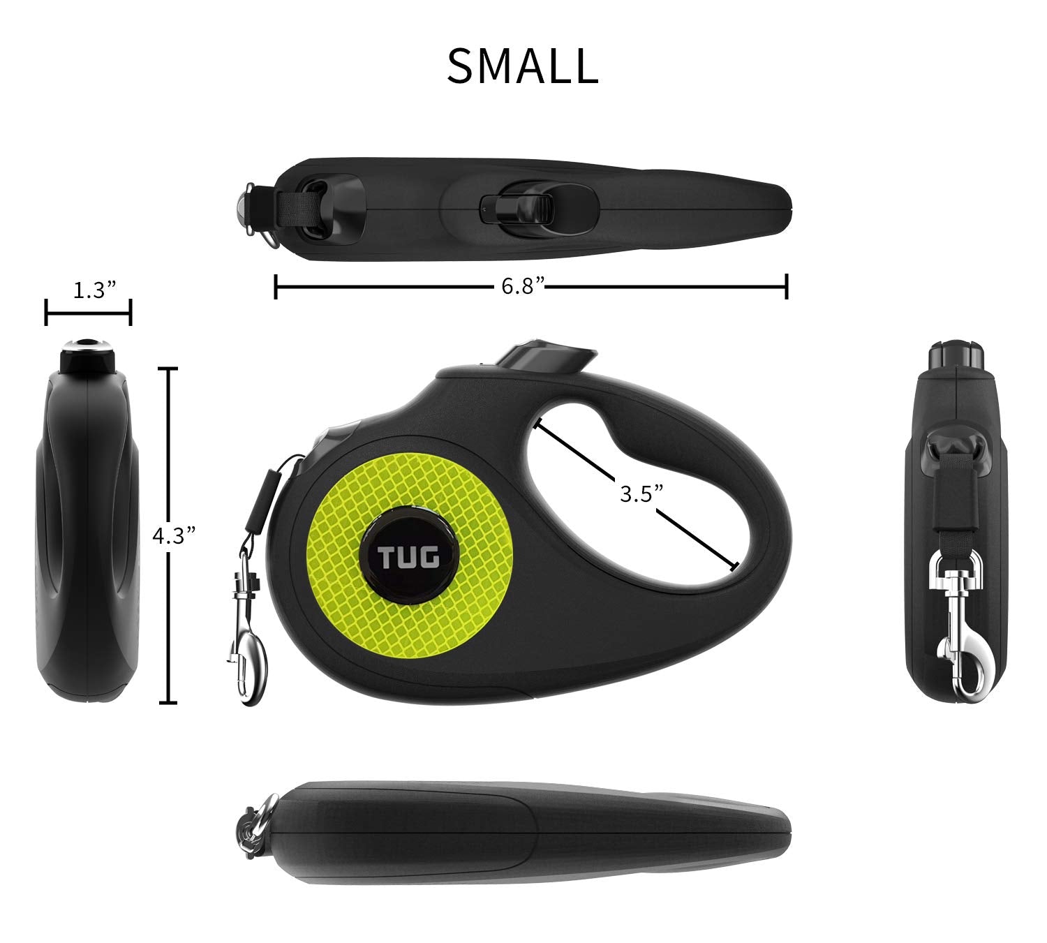 Tug 360 Tangle-Free Reflective Retractable Dog Leash | 16 Ft Strong Nylon Tape (Small)