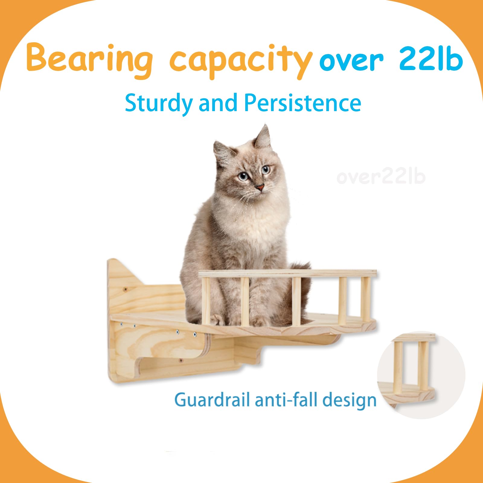 Miuzmore 9-Piece Wall-Mounted Cat Shelves Set, House, Lookout Tower, 2 Sisal Scratching Posts, 5-Step Cat Wall Ladder, Pine Furn