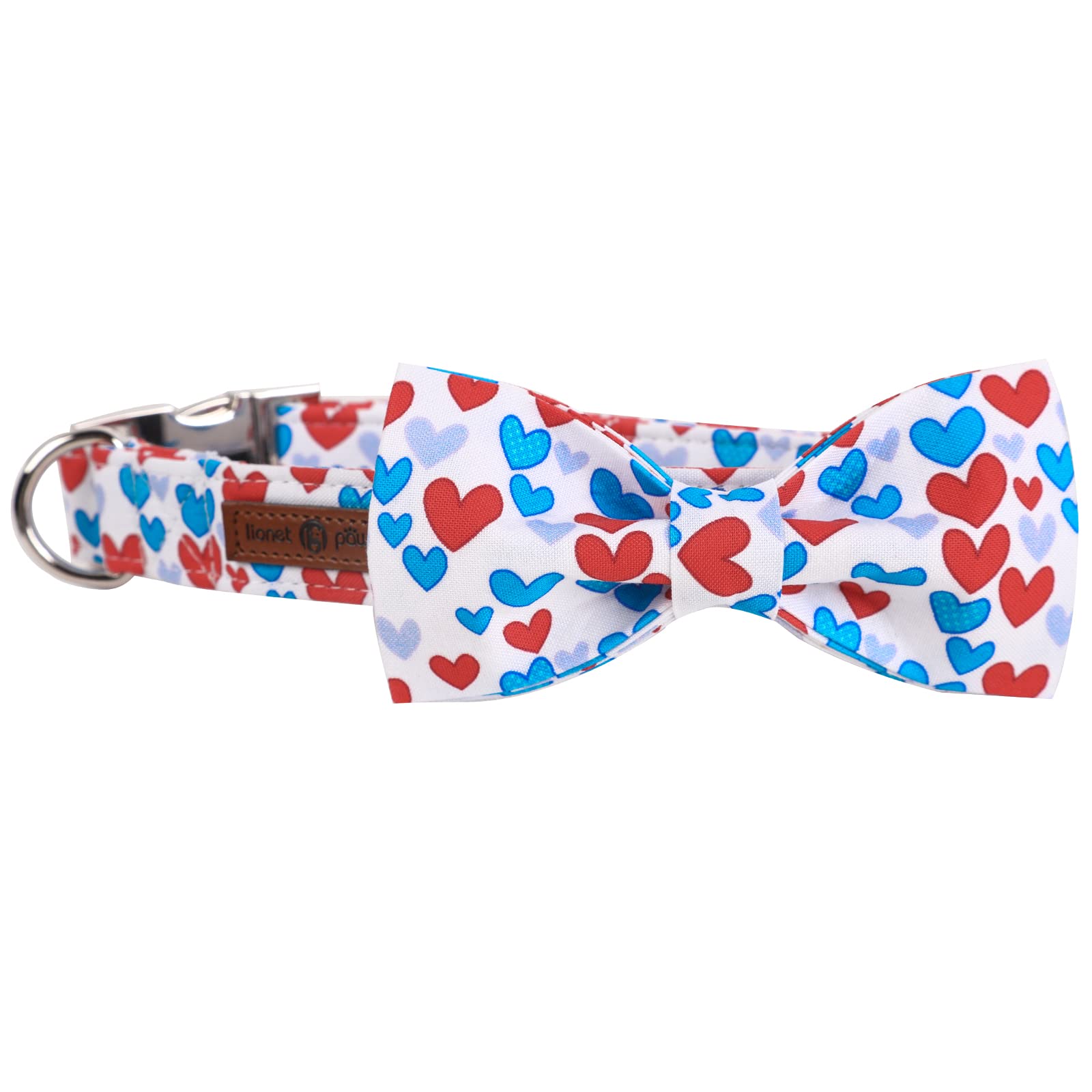 Lionet Paws Valentines Day Dog Collar With Bowtie, Dog Bowtie Collar With Metal Buckle For Dogs And Cats, Adjustable Comfortable Dog Collar Girl Boy Gift, Xs, Neck 8-12 In