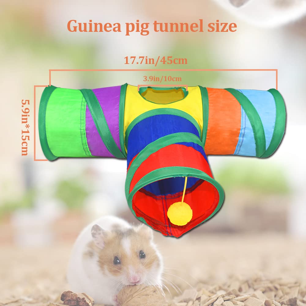 Asocea 3 Way Guinea Pig Tunnel Collapsible Hamster Tubes And Tunnels Play Toys Small Animal Hideout Hideaway For Ferret Chinchilla Dwarf Rabbits Bunny Guinea Pigs Kitty