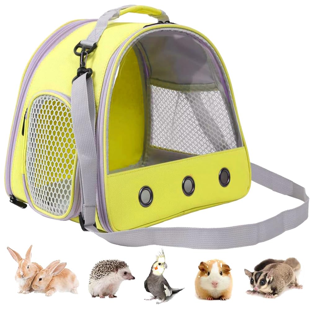 Guinea Pig Carrier Backpack, Clear Bubble Window Backpack For Guinea Pig, Bunny Rat Bird (Yellow, Carrier)