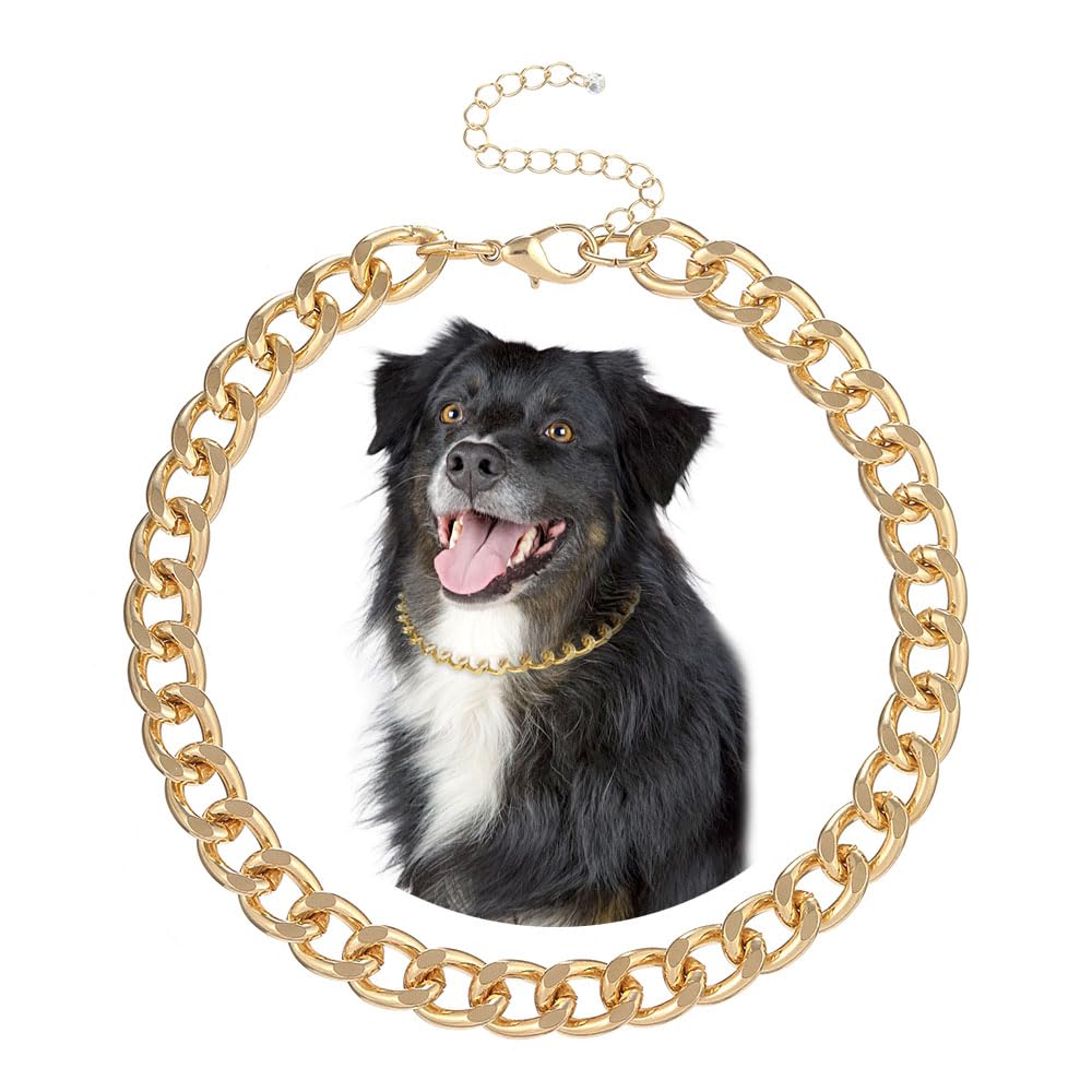 Madison Tyler Dog Gold Chains Necklace | Cuban Link Durable Dog Necklace | Cute Fashion Pet Collar | Light Metal Jewelry Bold Ch