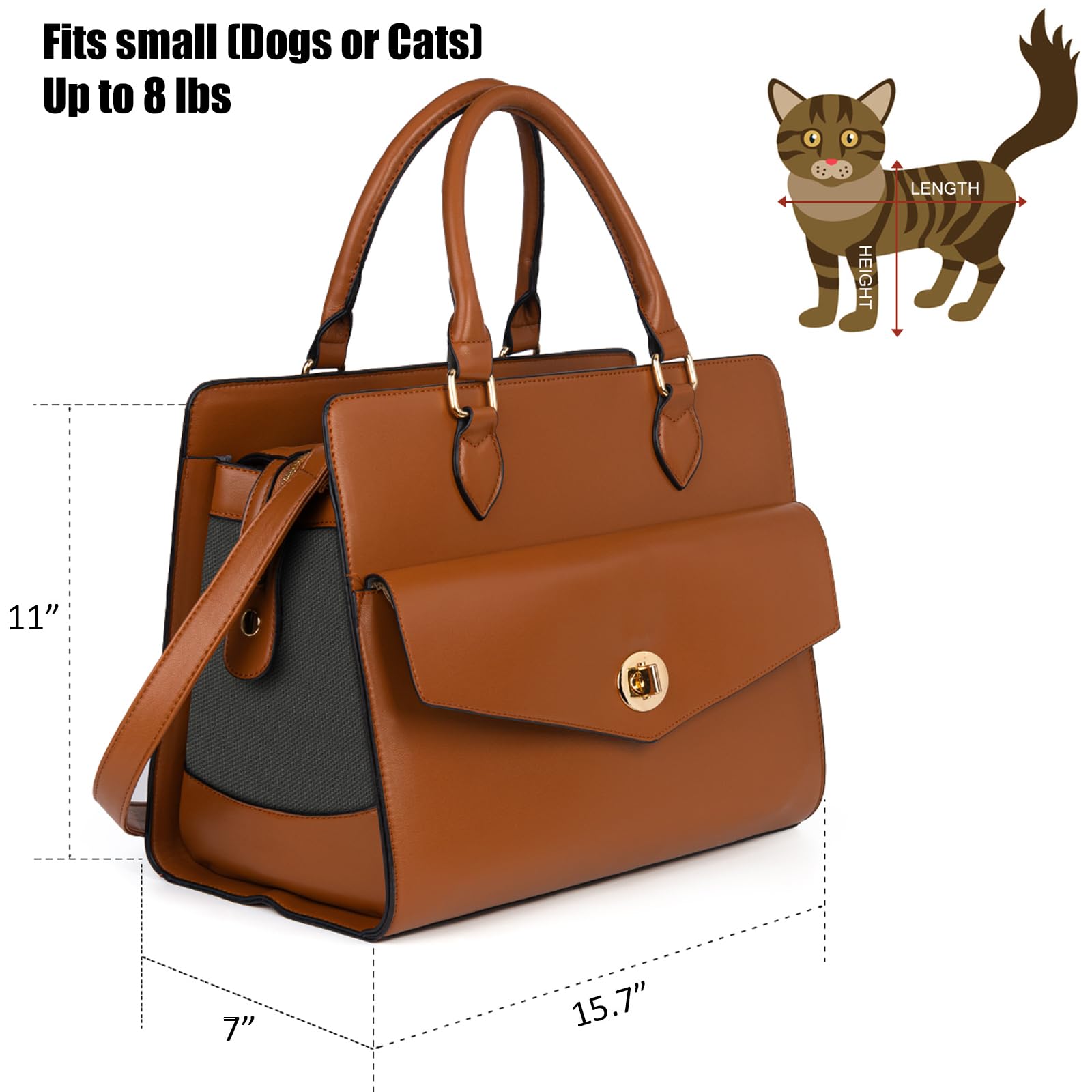Stylish Pet Carrier Purse Leather Bag For Small Dogs Cats Puppy,Airline Approved Soft-Sided Carriers