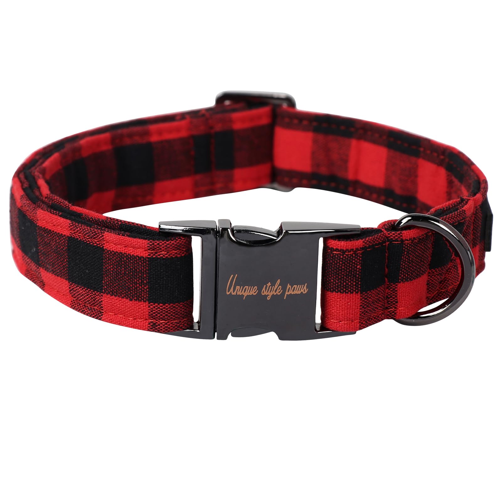 Unique Style Paws Christmas Dog Collar Metal Buckle Red Black Plaid Puppy Collar Gift Durable Cute Collar For Small Medium Large