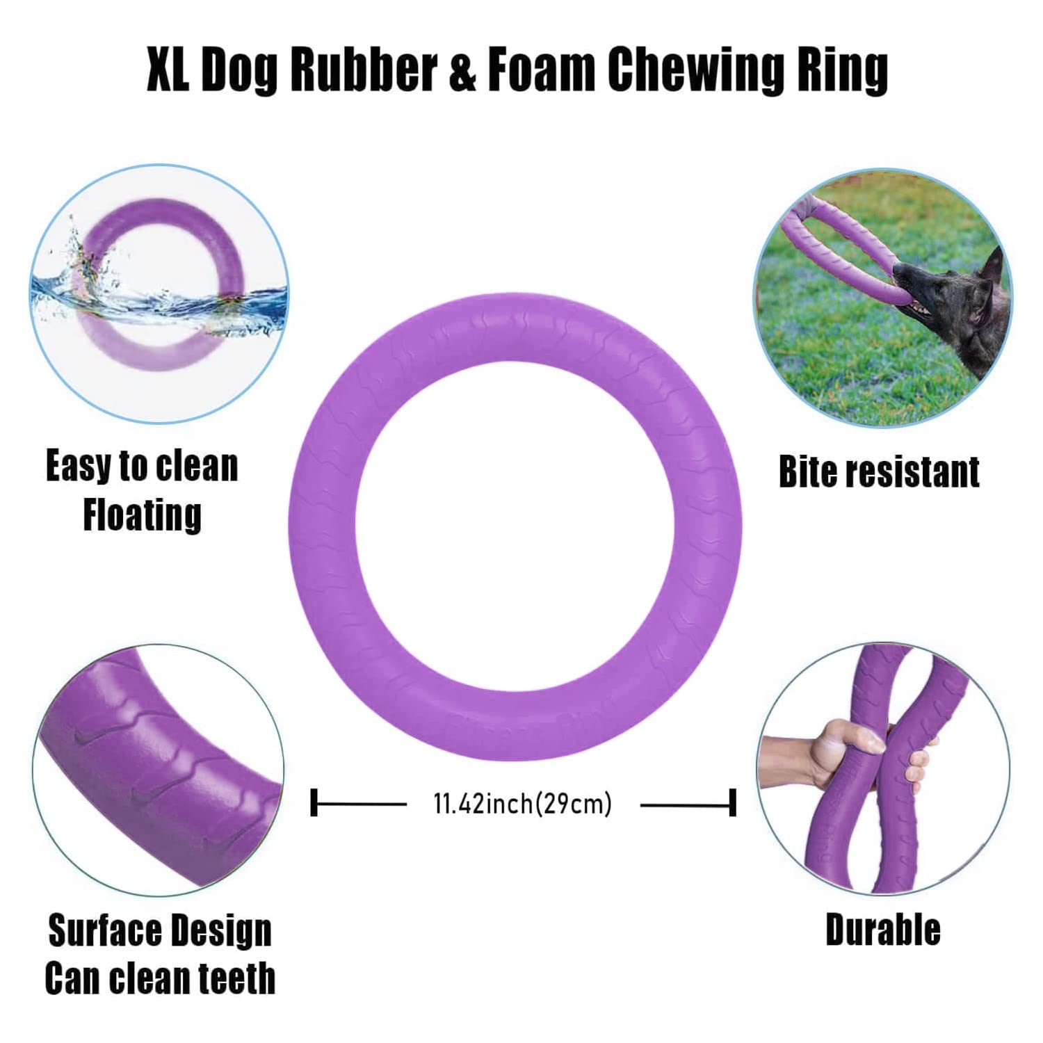 Dog Indestructible Durable Floating Flying Disc Dog Ring Chew Toys For Pool Swimming,Throwing,Catching,Grabbing Pitch Toss Outdo