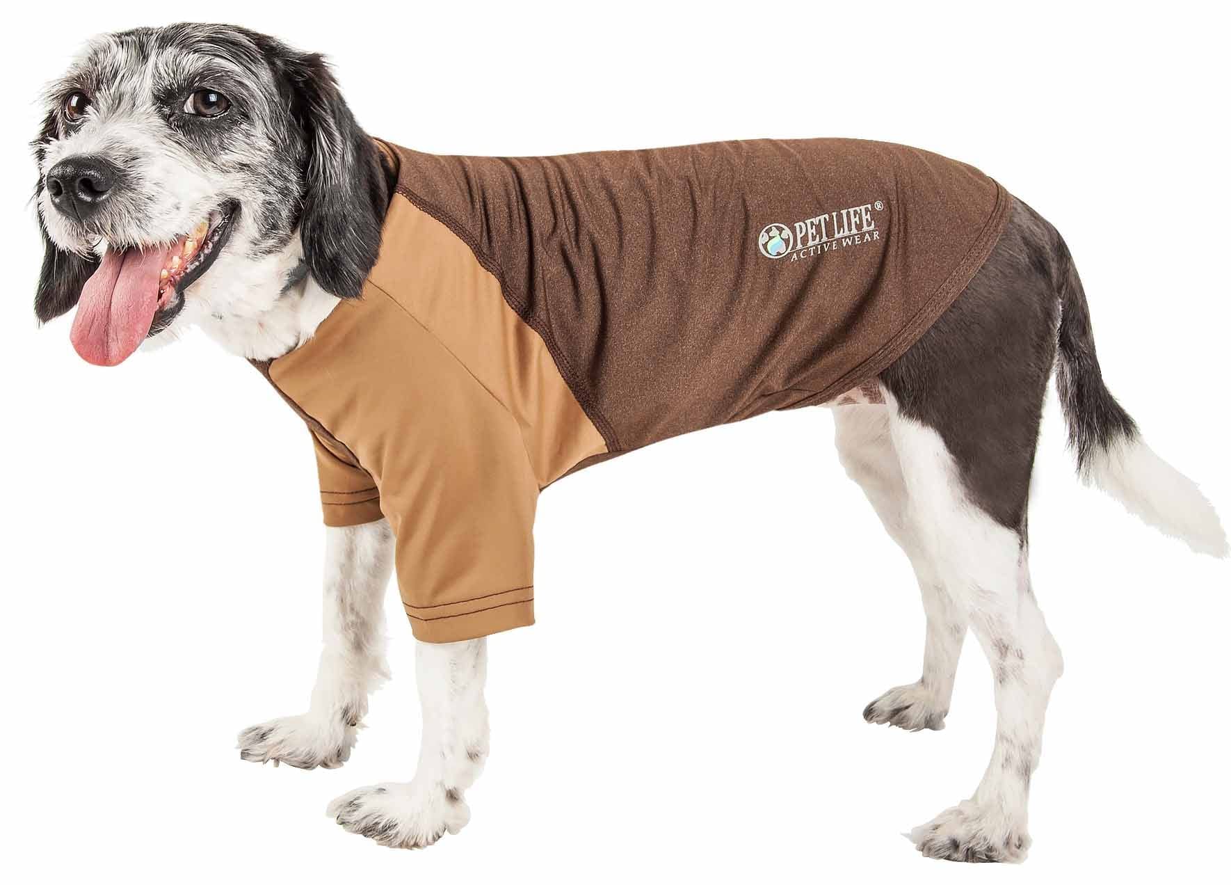 Pet Life Active Hybreed 4-Way Stretch Two-Toned Performance Dog T-Shirt, X-Large, Brown