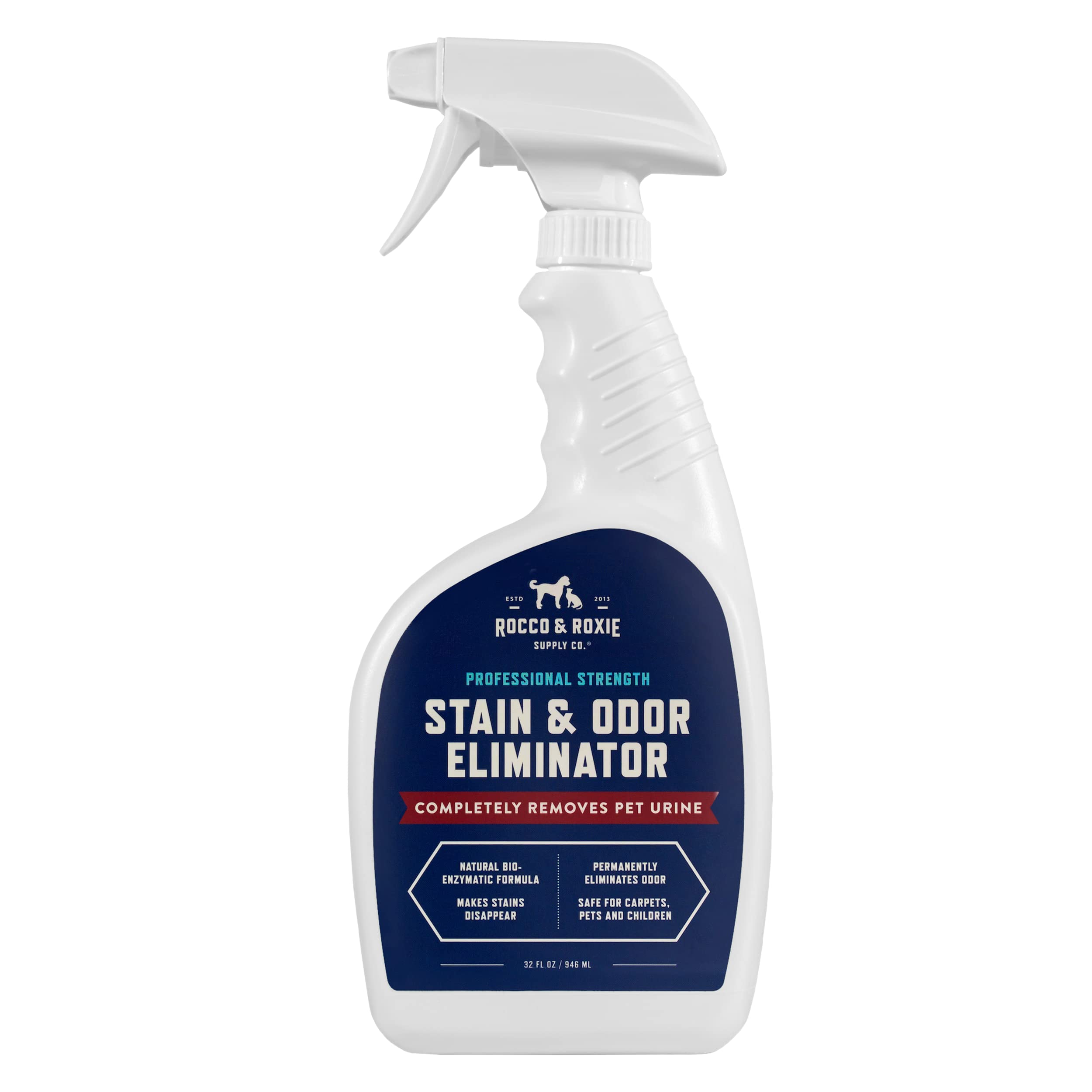 Rocco & Roxie Stain & Odor Eliminator - 32oz Enzyme Cleaner for Pet Urine, Clear, Carpet & Home Use