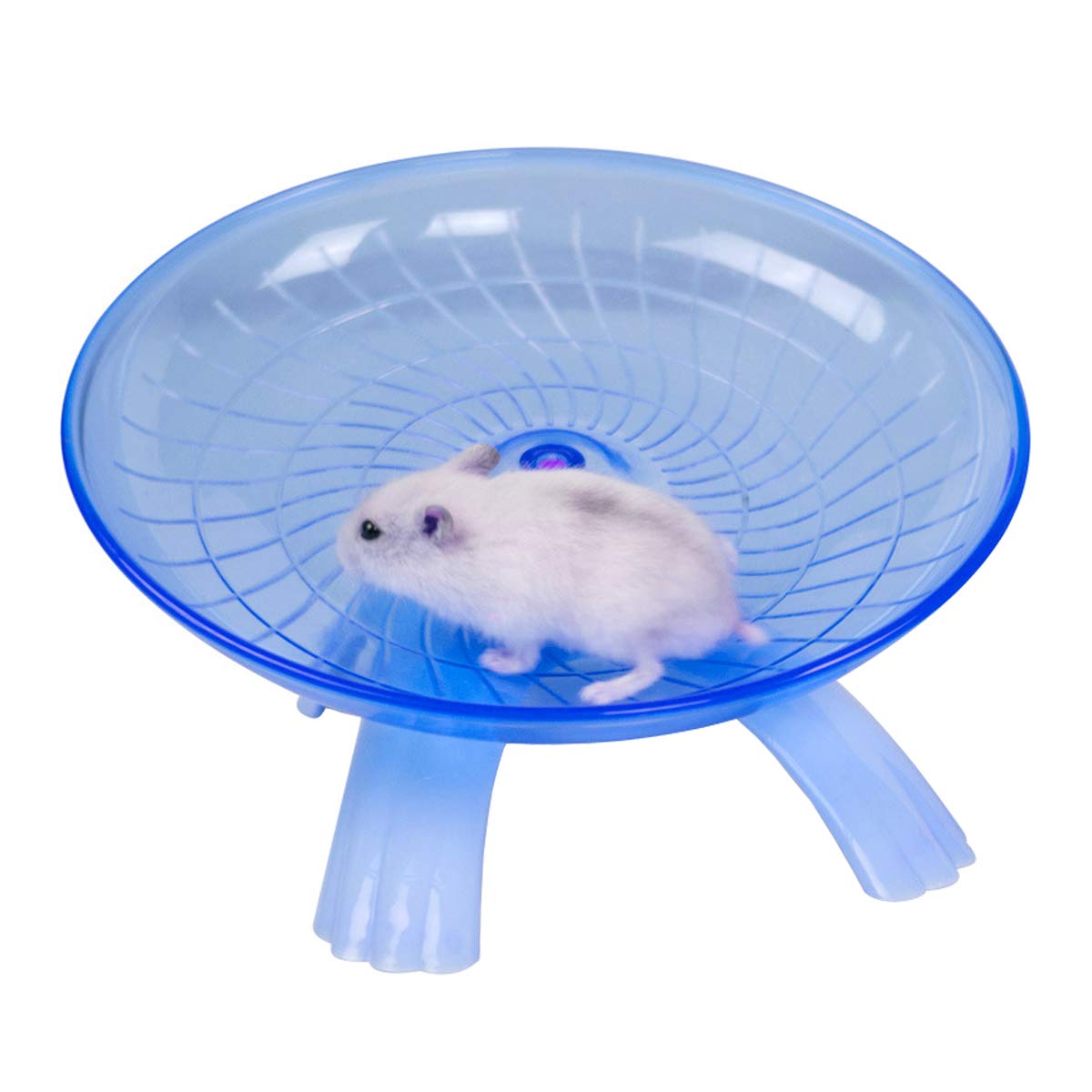 Wontee Hamster Flying Saucer Silent Running Exercise Wheel For Gerbil Rat Mouse Hedgehog Small Animals (Blue)