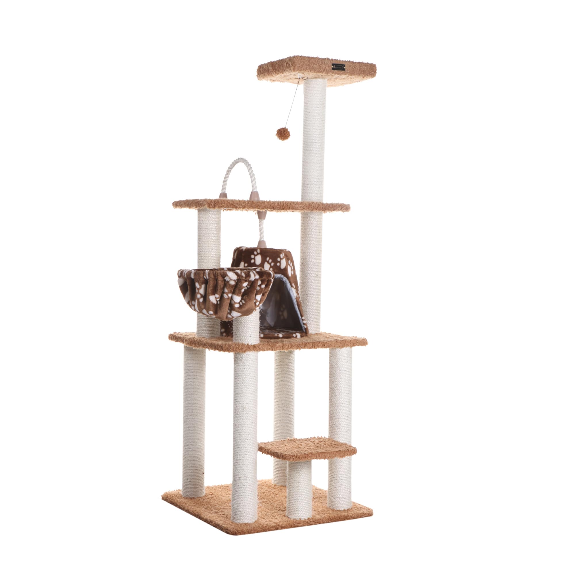 Armarkat Brown Carpet Cat Furniture, Real Wood Kitty Tower, A6403