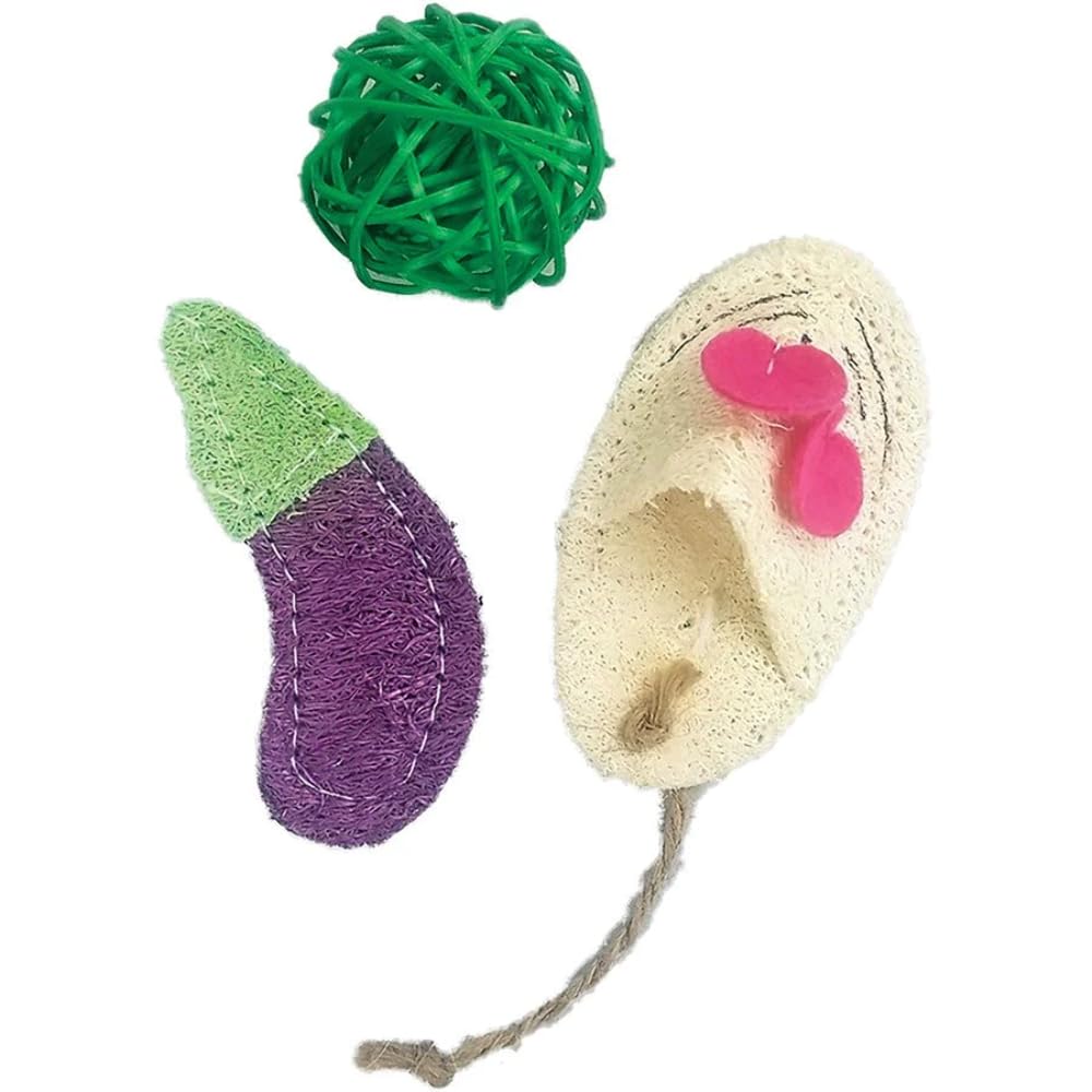 A&E Cage Company 52400956: Toy Loofah Eggplant/Mouse