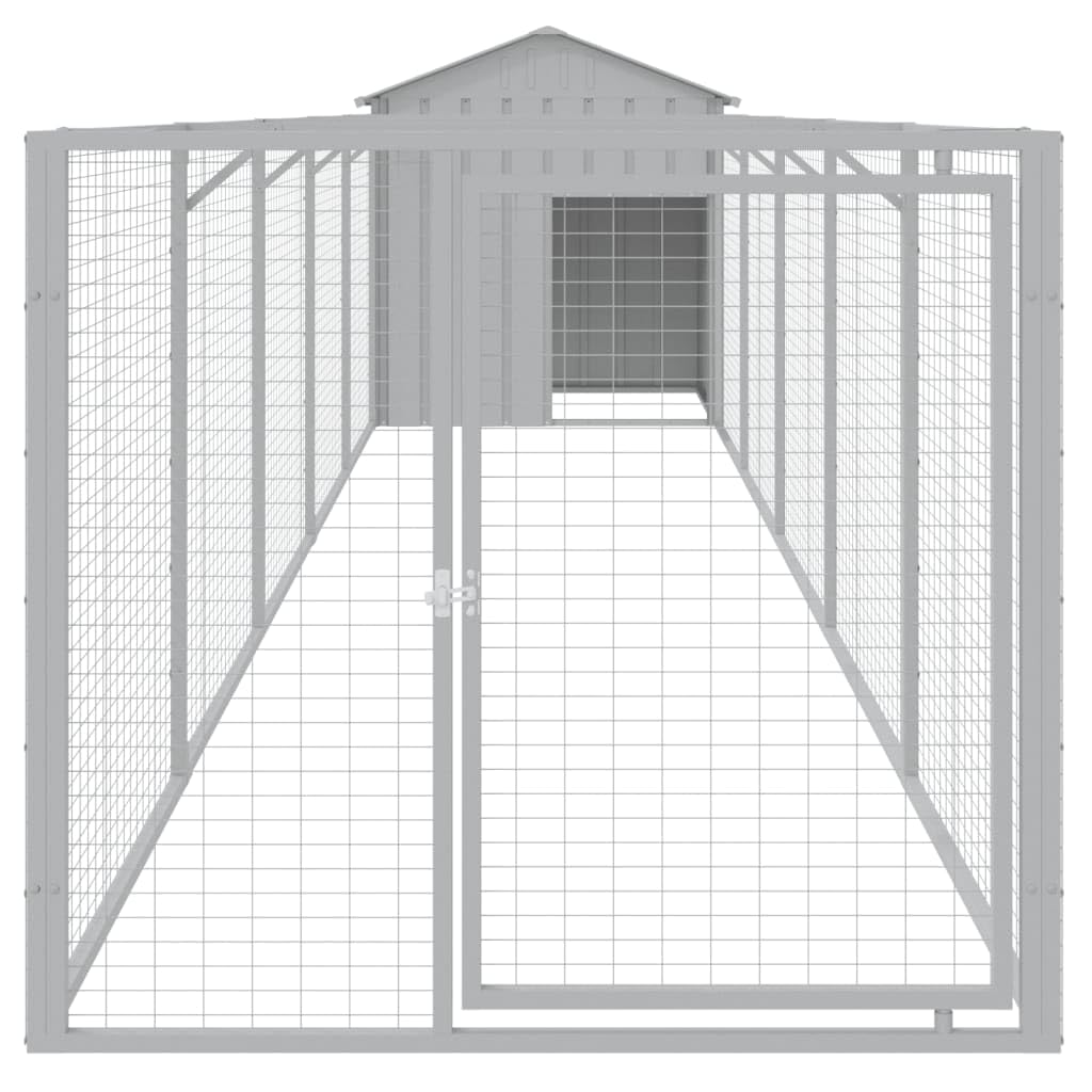 vidaXL Dog House with Roof Light Gray 46.1x239.8x48.4 Galvanized Steel