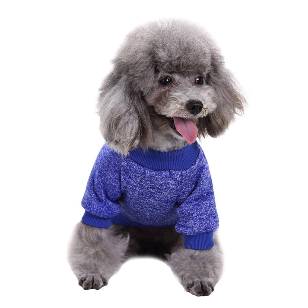 Jecikelon Pet Dog Clothes Dog Sweater Soft Thickening Warm Pup Dogs Shirt Winter Puppy Sweater For Dogs (Dark Blue, Xxs)