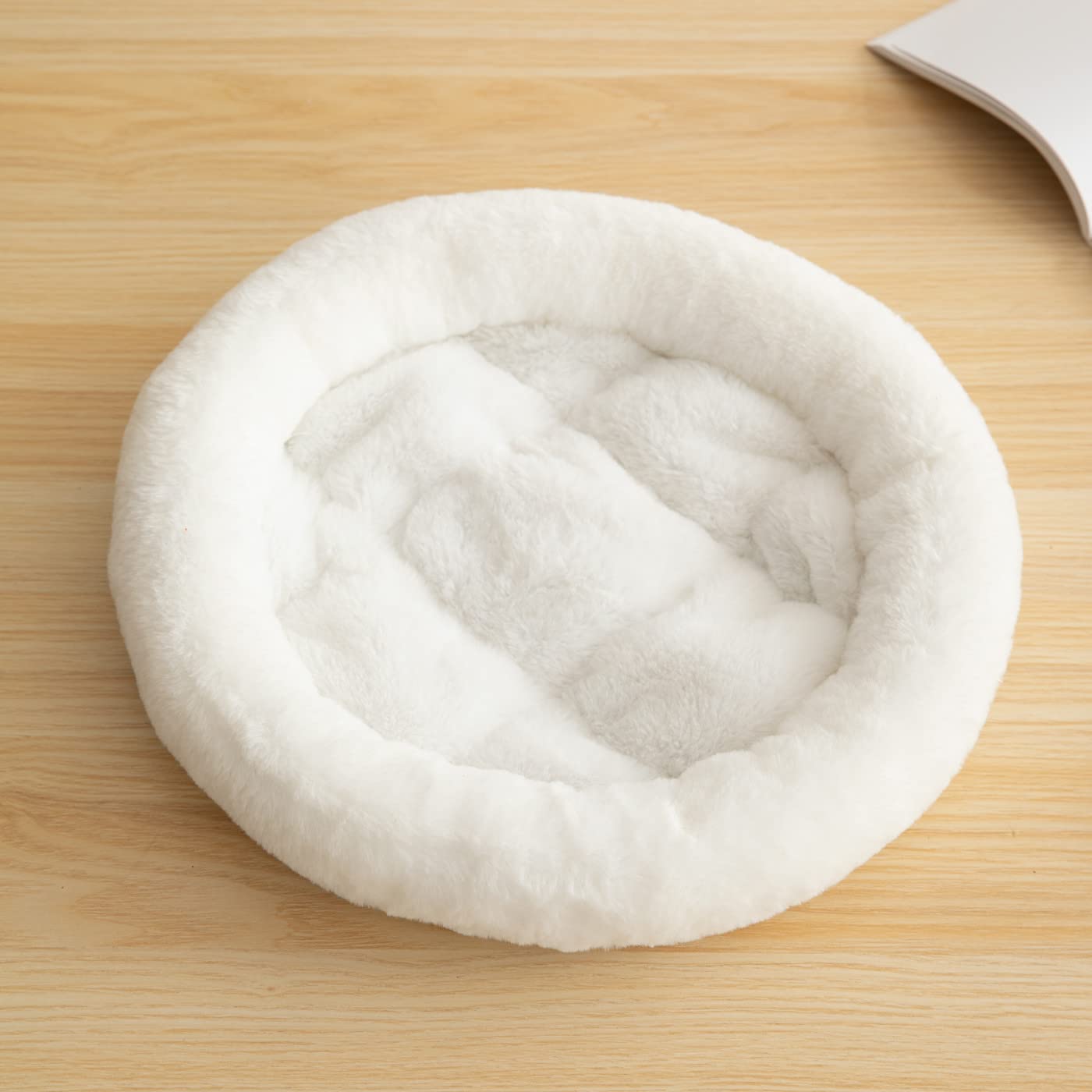 Shengocase 14'' Fluffy Faux Fur Cat Tree Tower Replacement Bed Cushion Pillow With Hook Tapes, Round Donut Cuddler Cat Dog Bed F