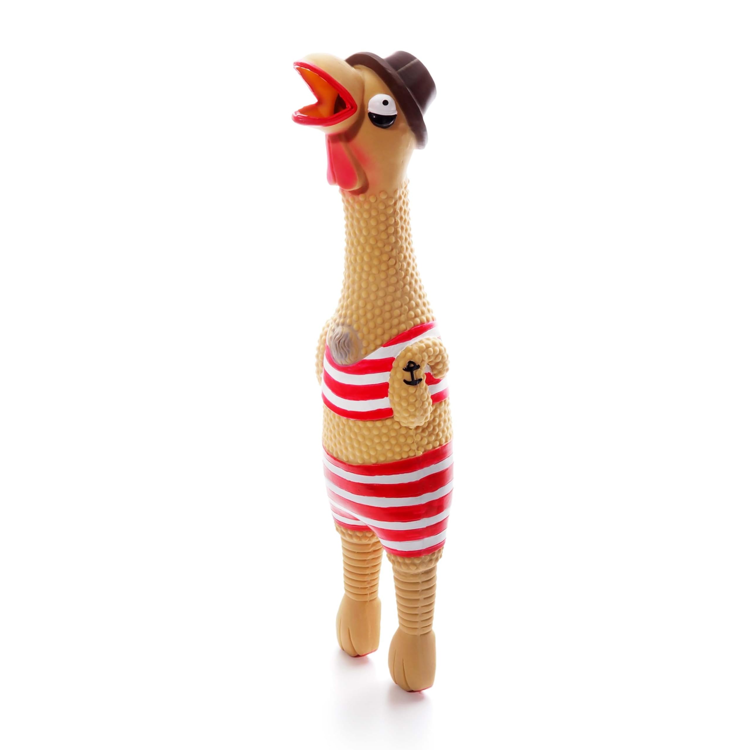 Outward Hound Squawkers Grandpa Gimpy Latex Rubber Chicken Interactive Dog Toy, Large