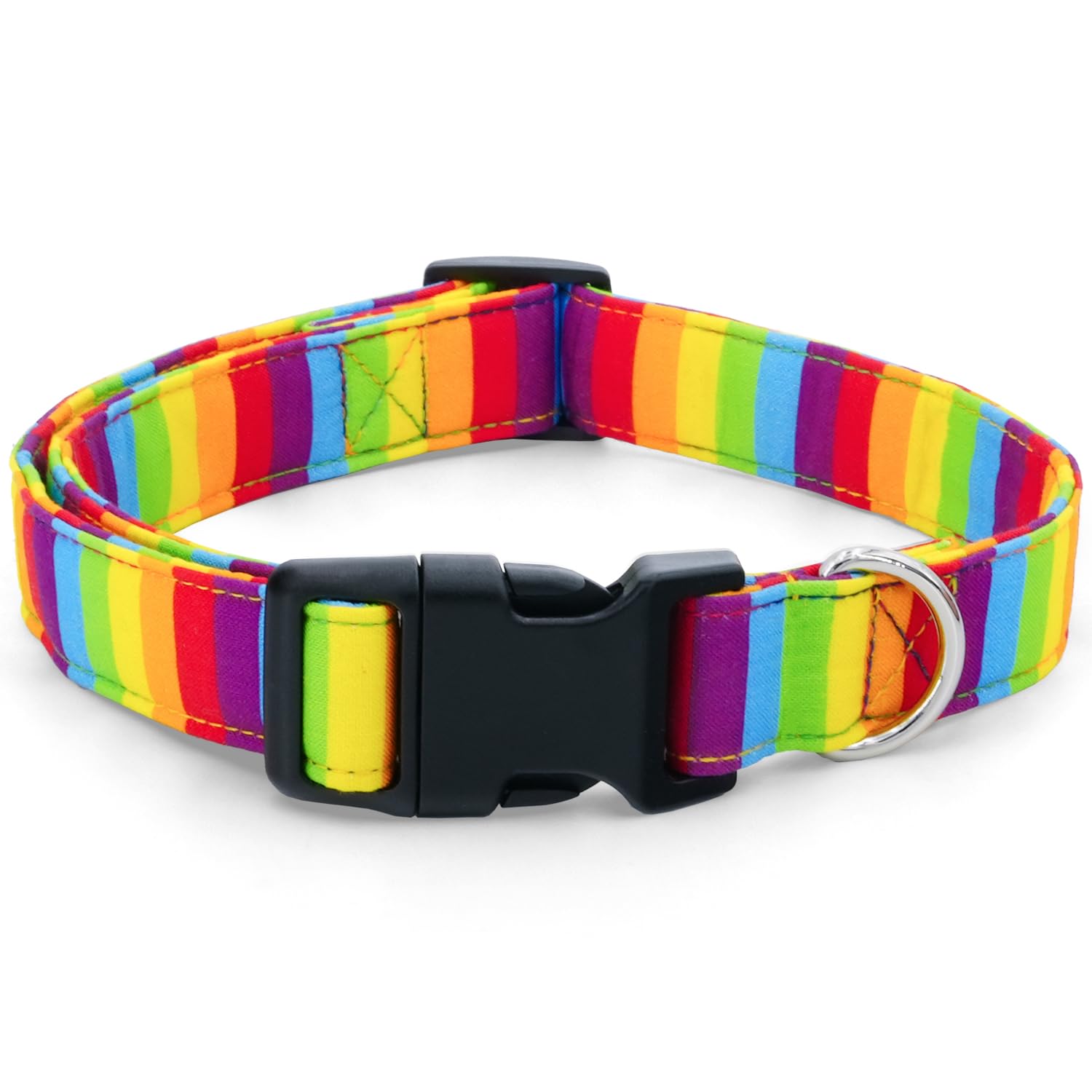 Tunkoo Rainbow Dog Collar, Cute Adjustable Yellow Collar For Lgbt Pride Month, Dog Collar With Strong Plastic Buckle - For Small