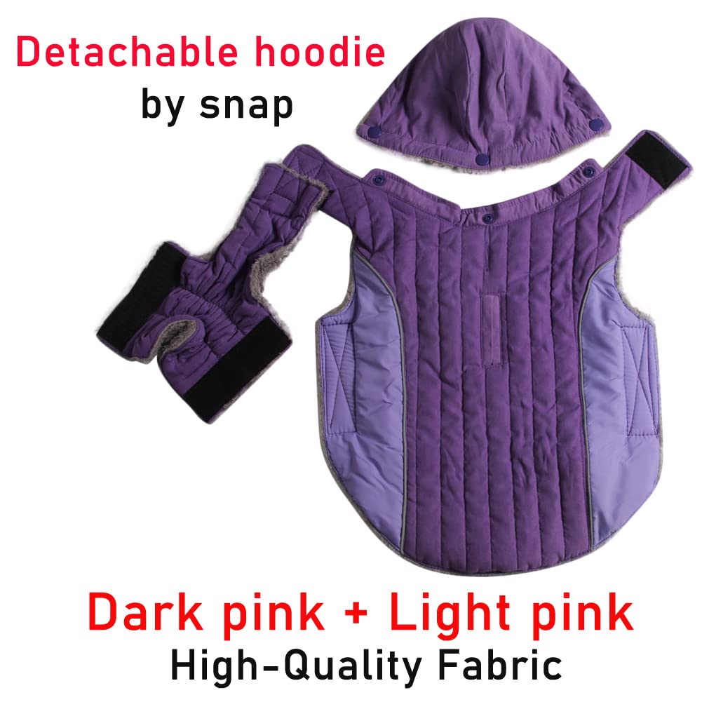 JoyDaog Fleece Dog Hoodie for Small Dogs Super Warm Puppy Jacket for Cold Winter Dog Coats,Purple XS