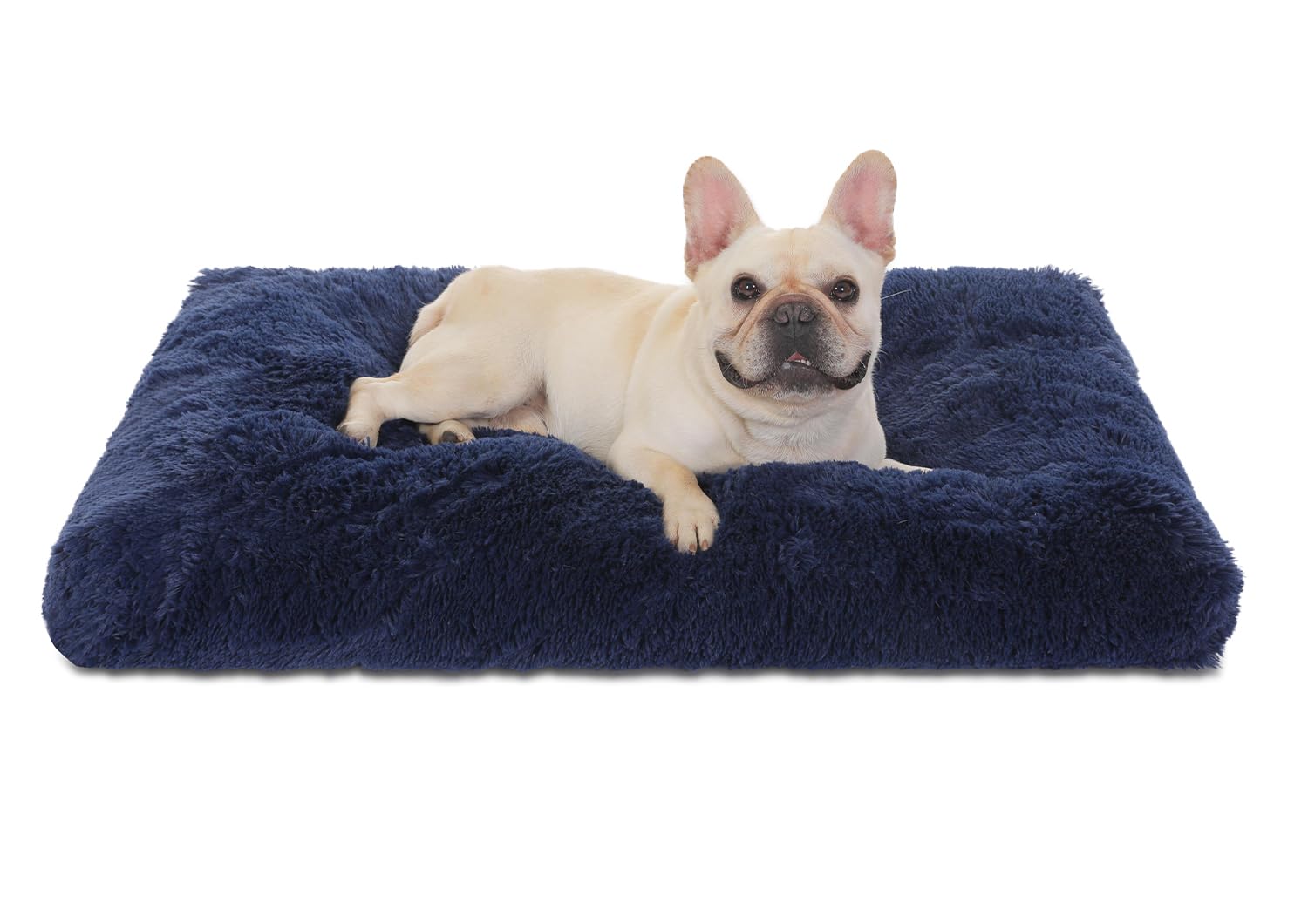 Bedfolks Waterproof Dog Crate Pad, Plush With Removable Cover, Faux Fur For Large Dogs, Fluffy Washable Kennel Bed 35''X23'', So