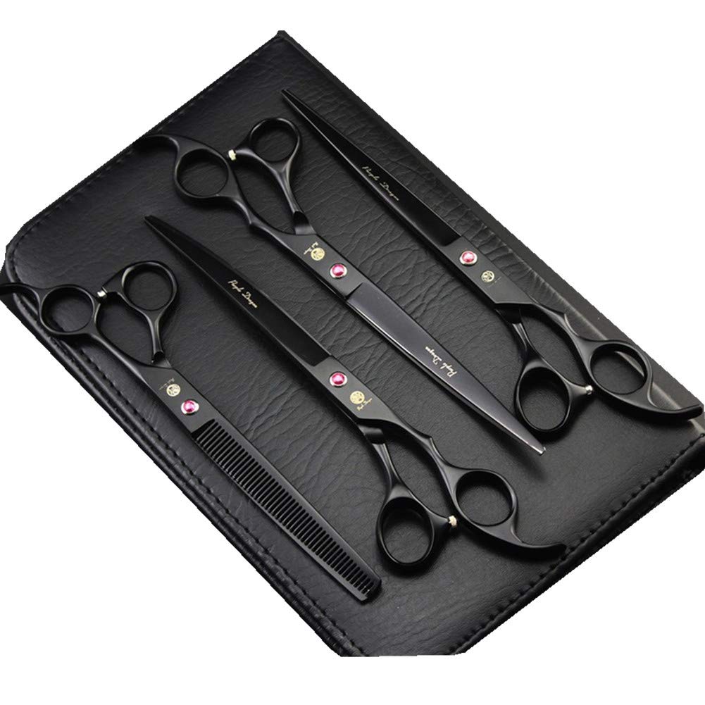 Purple Dragon 8 Inch Professional Pet Grooming Scissors Sets Dog Grooming Shear 1 Pc Straiht & 1 Pcthinning & 2 Pcs Curved Sciss