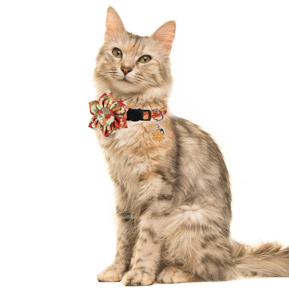 Thanksgiving Day Cat Collar Fall Breakaway With Sunflower And Bell Autumn Holiday For Kitty Adjustable Safety