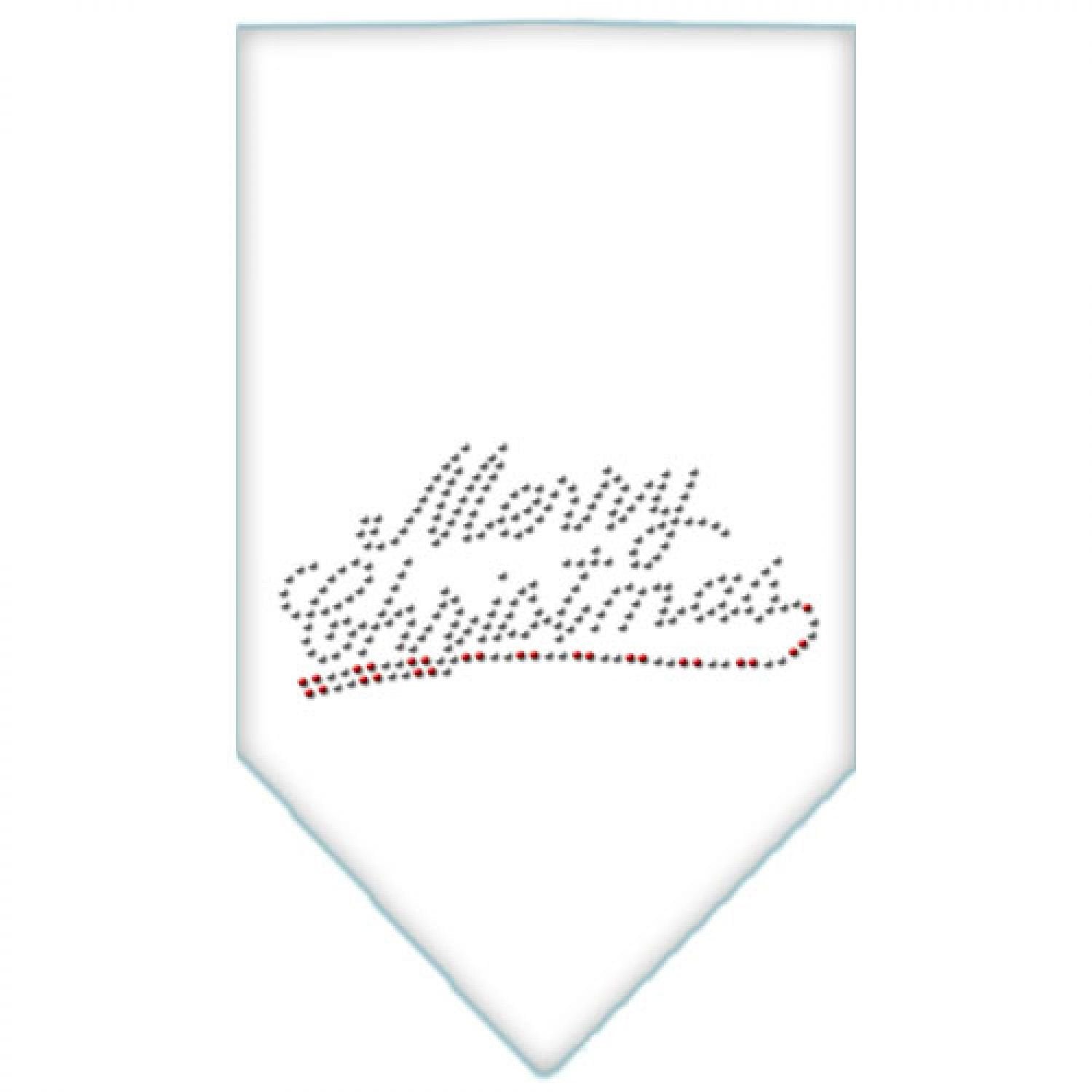 Mirage Pet Products Merry Christmas Rhinestone Bandana, Large, White