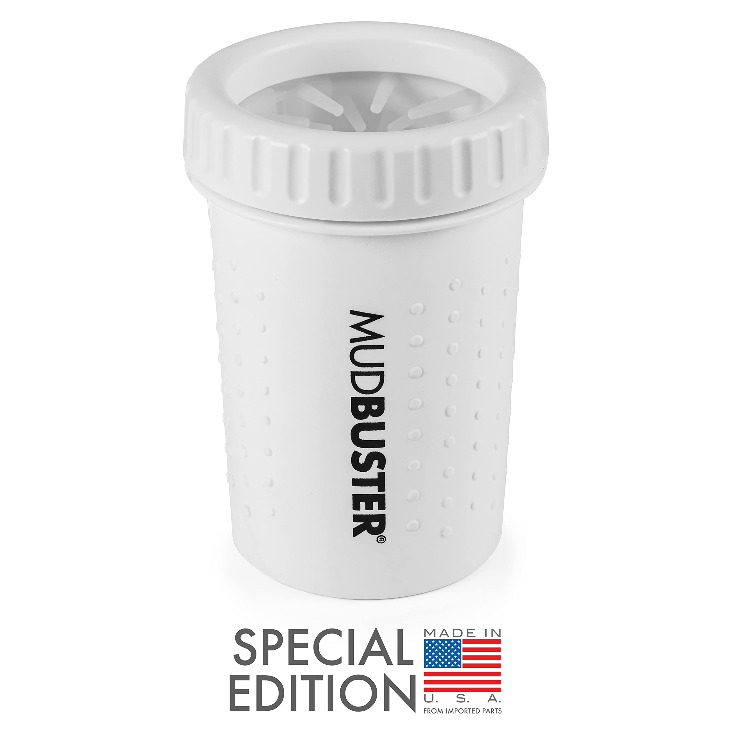 Dexas Mudbuster Portable Dog Paw Washer/Paw Cleaner, Medium, Bright White- Special Edition (Pw71032-22Wp)