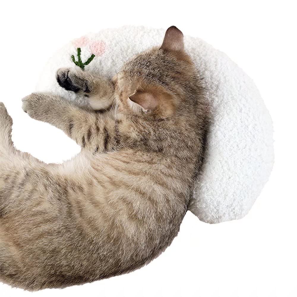 Les Arbres Fair Little Pillow For Cats, Ultra Soft Fluffy Pet Calming Toy Half Donut Cuddler For Joint Relief Sleeping Improve M