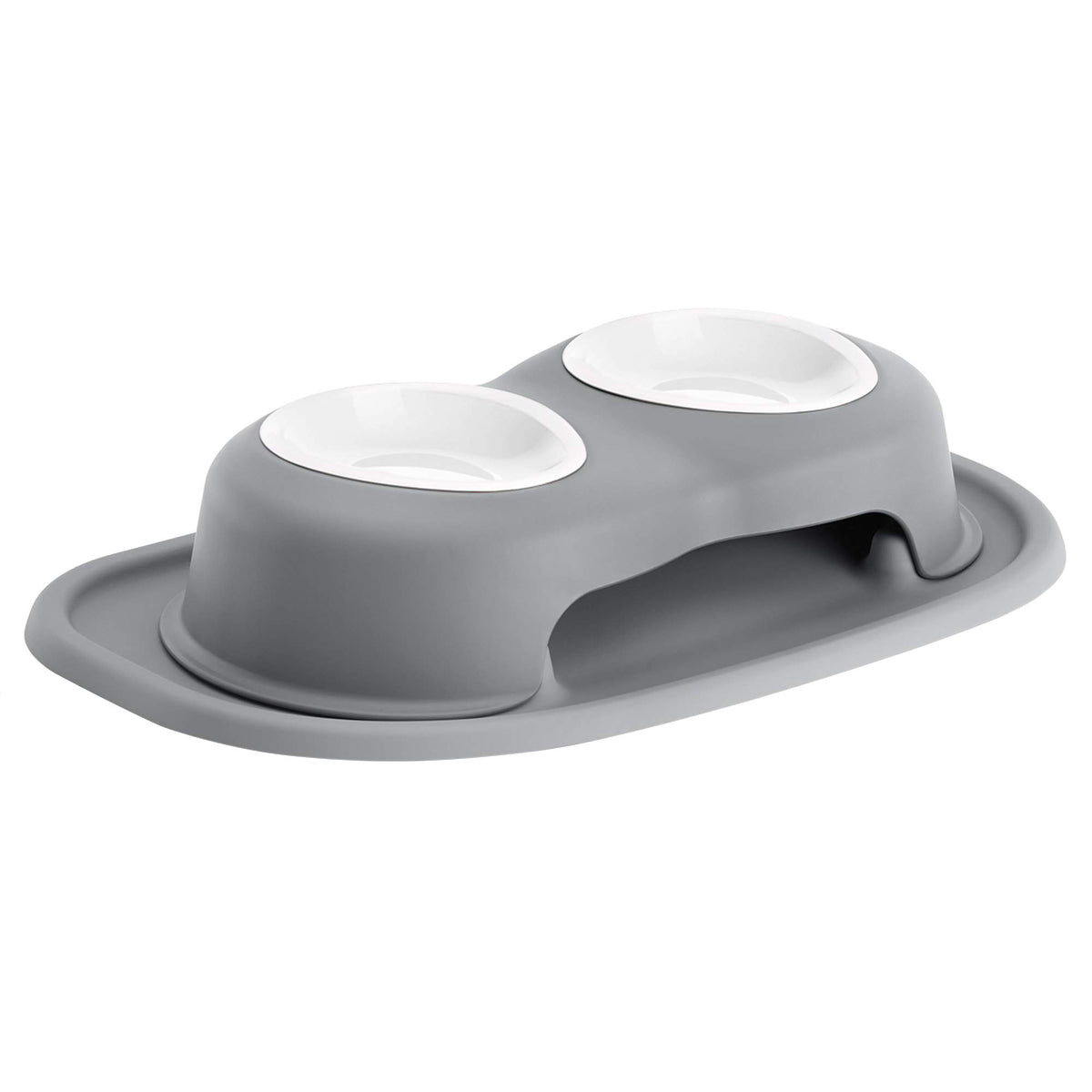 Weathertech Double High Pet Feeding System W/Plastic Dog/Cat Bowls - 3' High Stand Dark Grey (Pdhc0803Dgdg)