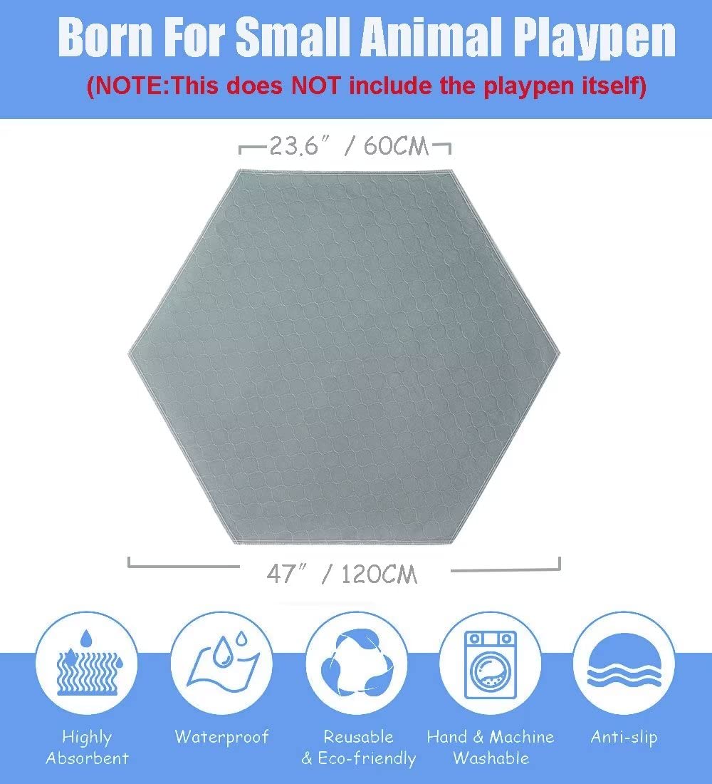 Pecow PLAYPEN NOT Included Hexagon Washable Liner for Portable Small Animal Playpen Guinea Pig Play Pen Hamster Cage Fleece Bunn