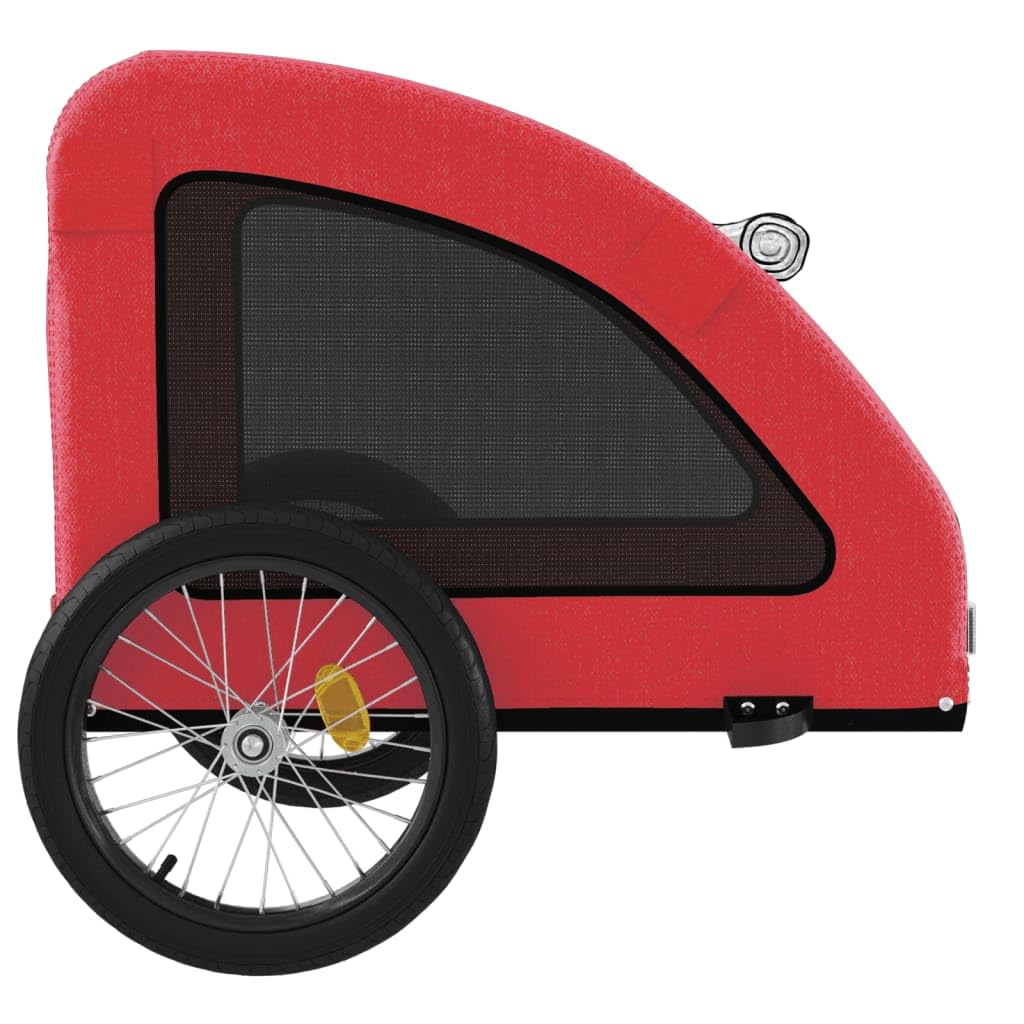 vidaXL Pet Bike Trailer - Red Iron Bicycle Pet Cart with Oxford Fabric, Mesh Windows, Zippered Entry, Reflective Elements for Safety, and Ample Storage Space