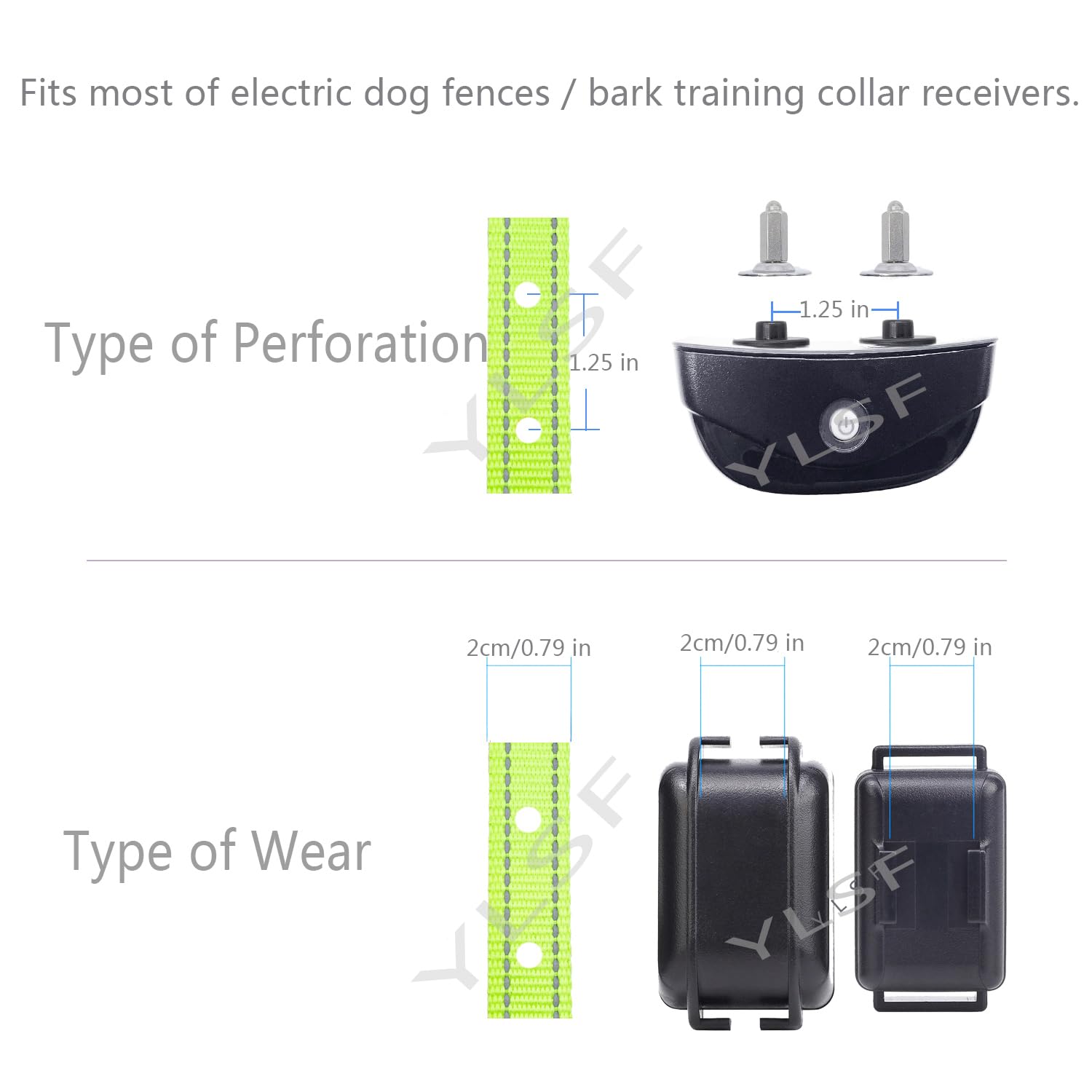 ETPET Dog Nylon Collar Strap with 2 Holes for Electronic Fence Training Barking Collar Receivers-3/4 Inch Replacement Strap-Comp