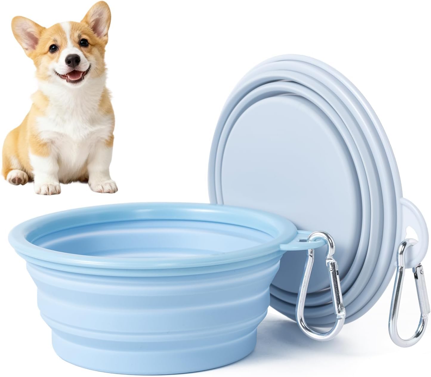 Homeloft Silicone Collapsible Dog Bowls, Bpa Free Dishwasher Safe, Portable Foldable Expandable Travel Bowl, Food Water Feeding