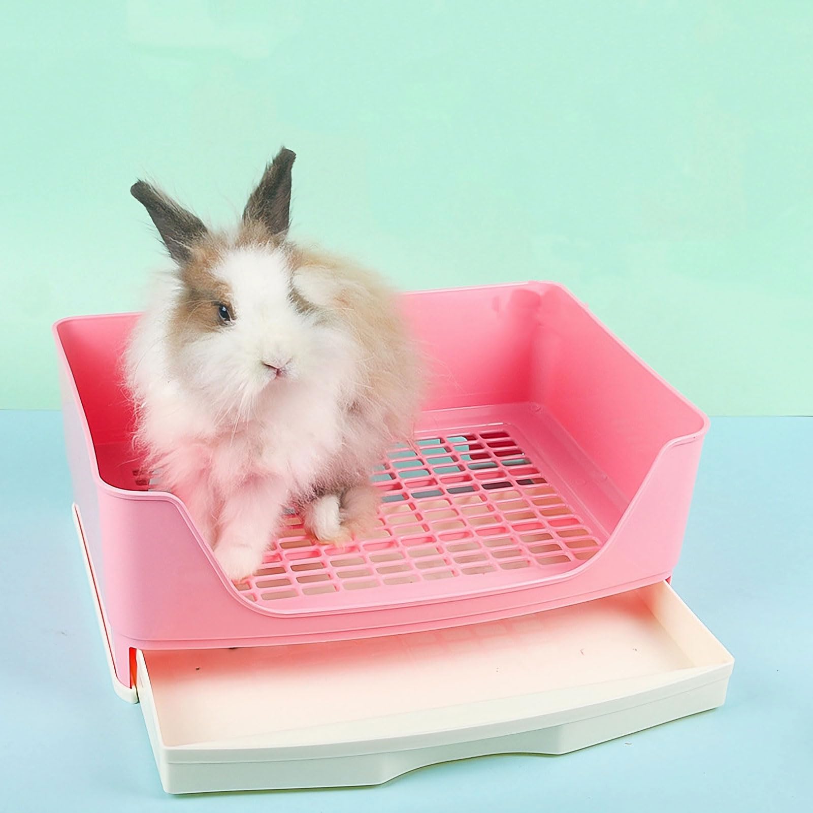 Rabbit Litter Box,Bunny Supplies,Large Pet Litter Pan Trainer With Drawer Corner For Rats Hamsters Ferret Bunny Guinea Pigs Chin