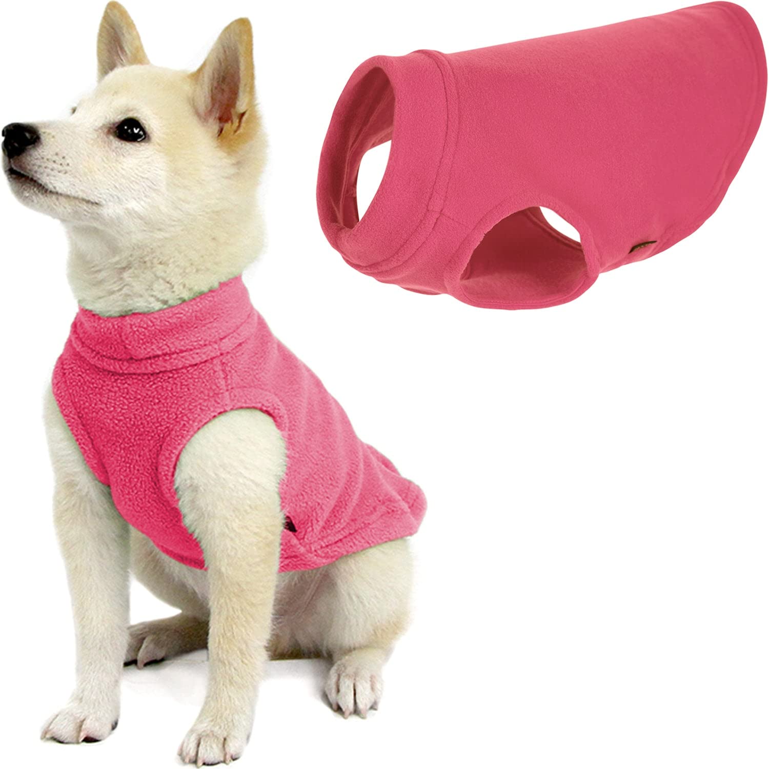 Gooby Stretch Fleece Vest Dog Sweater - Pink, Medium - Warm Pullover Fleece Dog Jacket - Winter Dog Clothes For Small Dogs Boy Or Girl - Dog Sweaters For Small Dogs To Dog Sweaters For Large Dogs