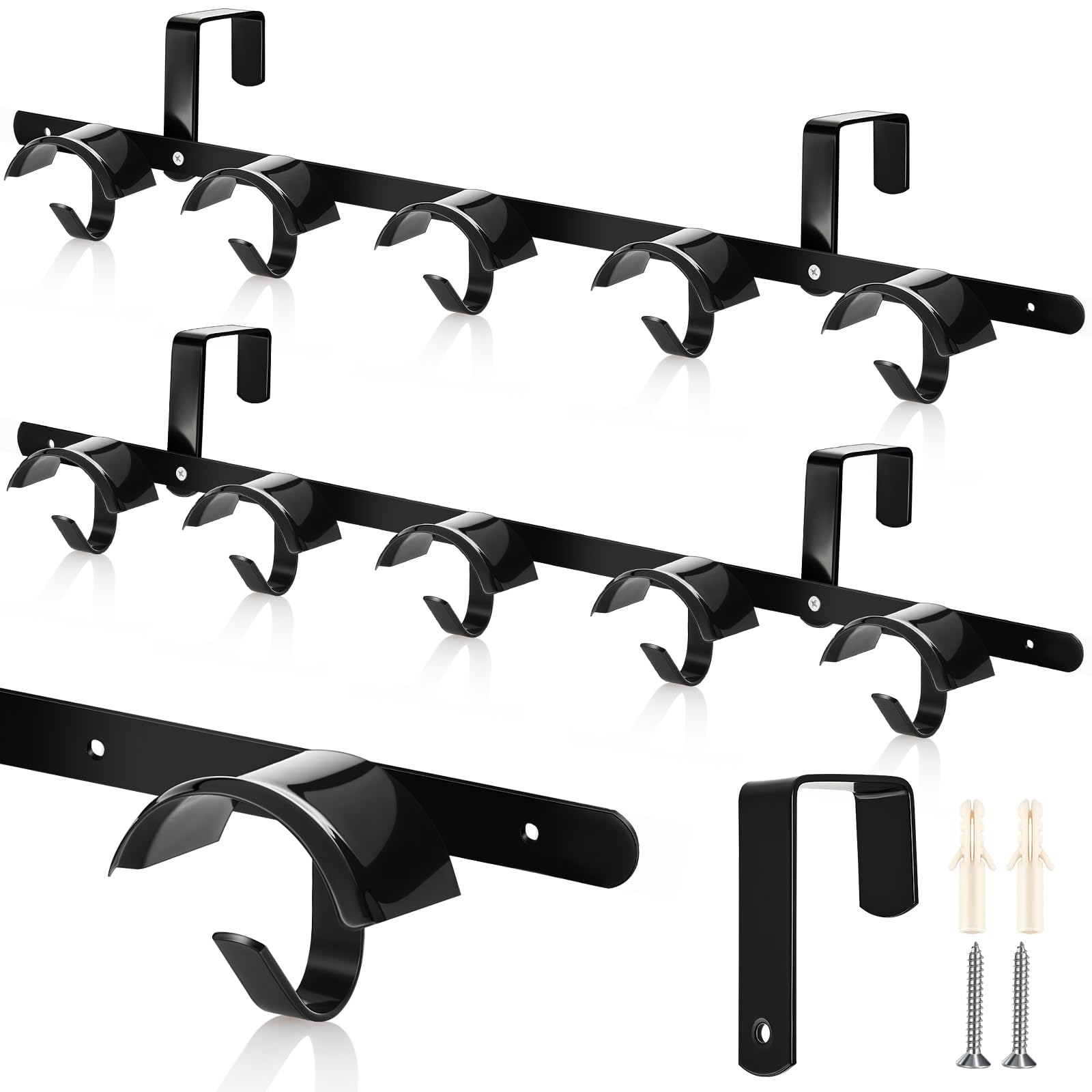 Zonon 2 Pack Horse Tack Bridle Hooks 10 Count Long Metal Horse Bridle Rack Detachable Stall Wall Mount Hanger for Tack Harness H