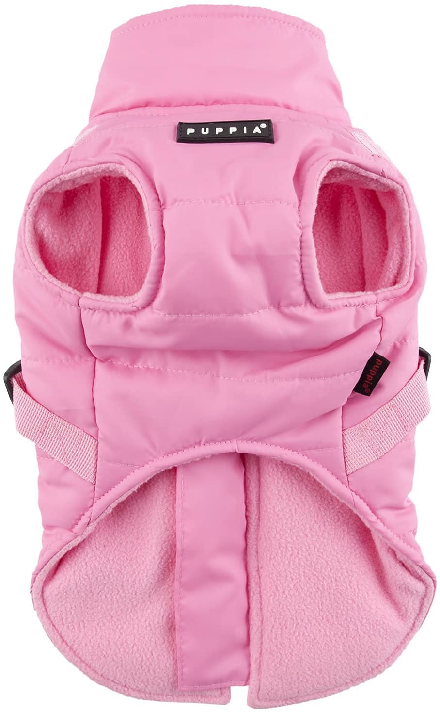 Puppia Mountaineer Winter Dog Coat With Integrated Harness No Pull Cold Weather Waterproof Warm Fleece Back Zipper For Small & Medium Dog, Pink, X-Large