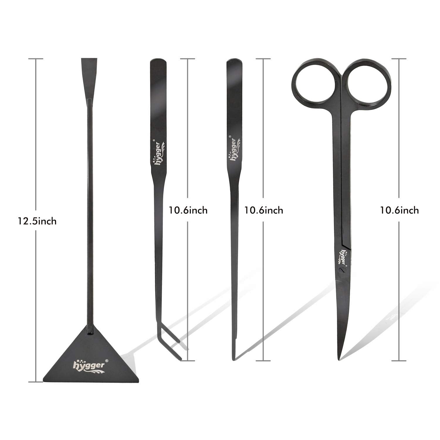 Hygger Long Stainless Steel Premium Aquarium Tools, 4 Pcs Aquatic Plant Tweezers Scissors Spatula Kits Comes With 1 Cleaning Clo